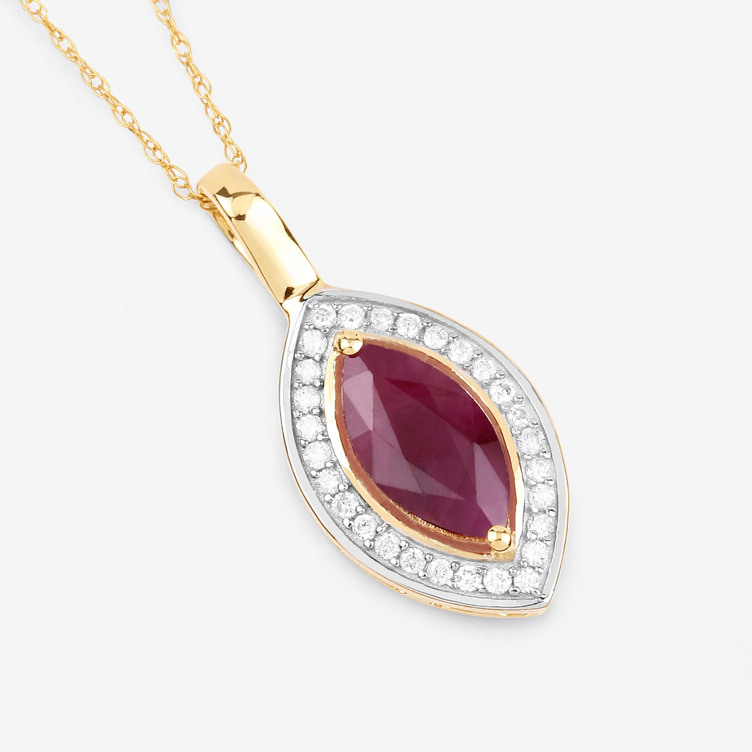1.52 Carat Genuine Ruby and White Diamond 10K Yellow Gold Pendant 1.52 C.T.W 10K yellow or white gold - view 8