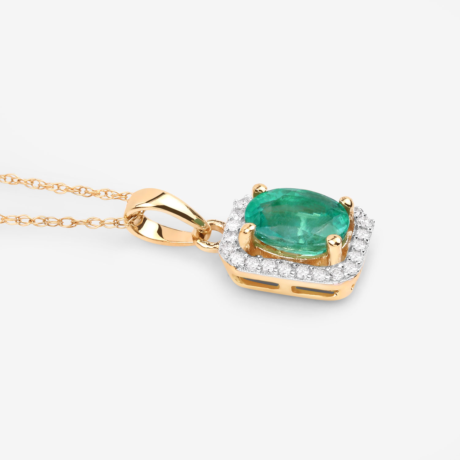 0.83 Carat Genuine Zambian Emerald and White Diamond 10K Yellow Gold Pendant 0.83 C.T.W 10K yellow or white gold - view 4