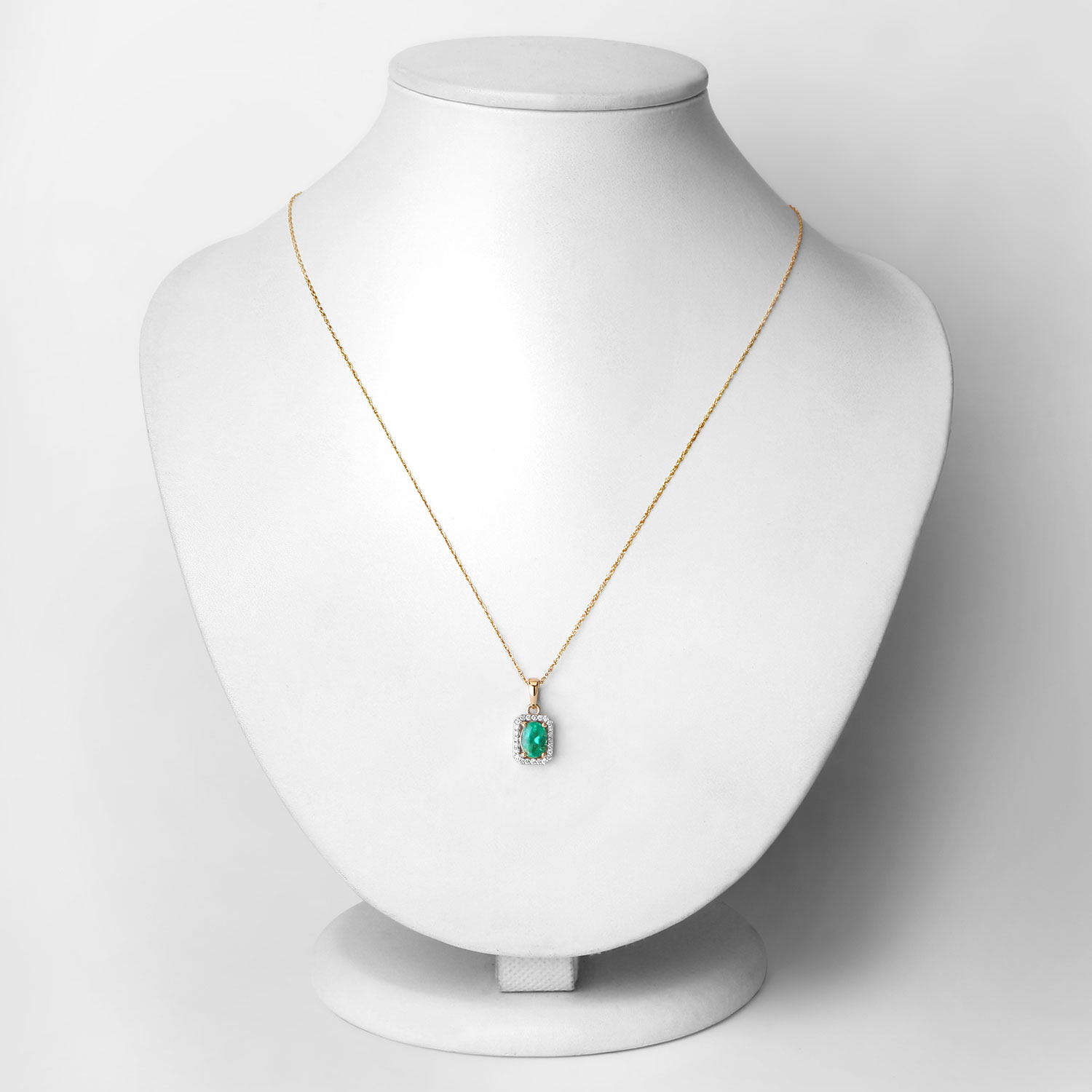 0.83 Carat Genuine Zambian Emerald and White Diamond 10K Yellow Gold Pendant 0.83 C.T.W 10K yellow or white gold - view 2