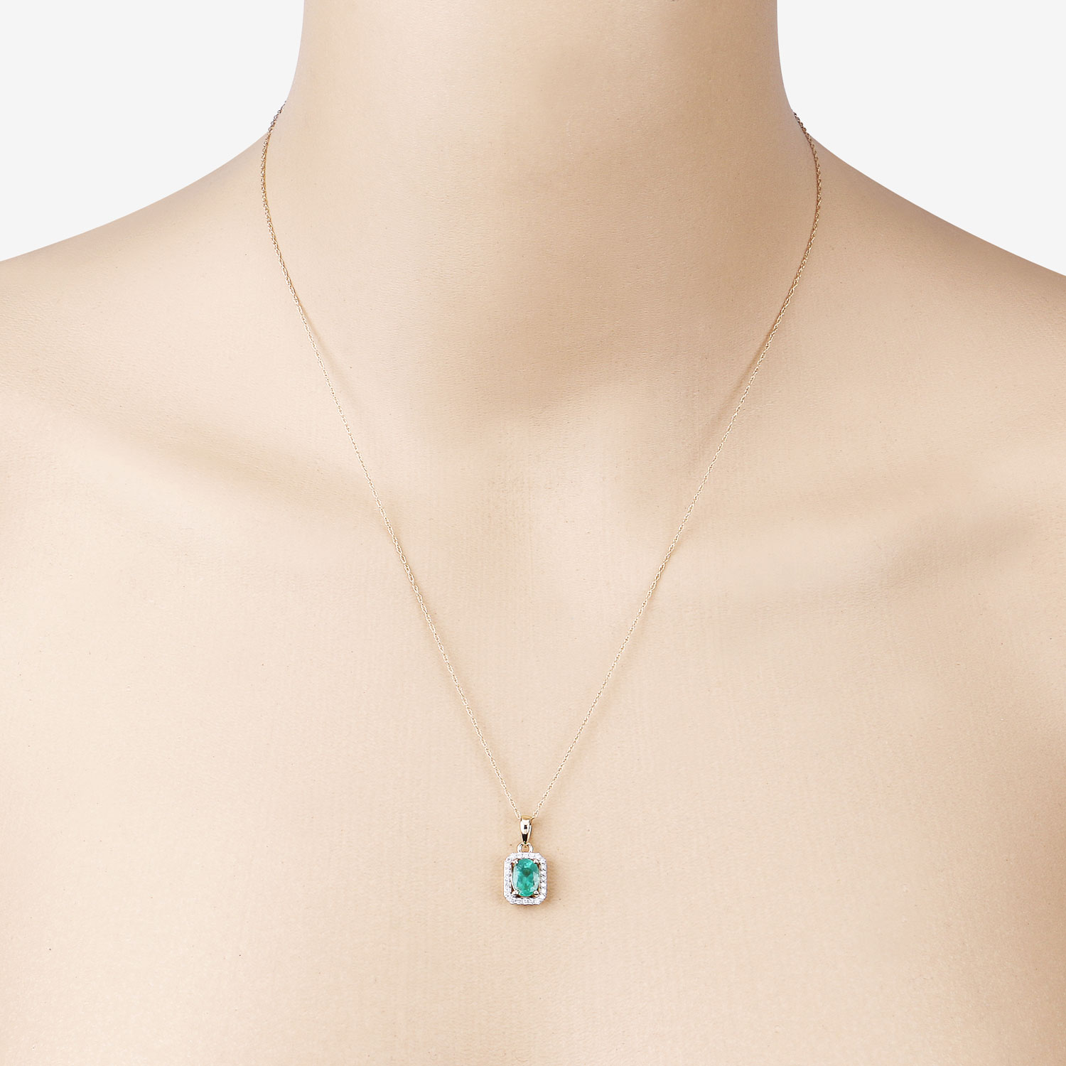 0.83 Carat Genuine Zambian Emerald and White Diamond 10K Yellow Gold Pendant 0.83 C.T.W 10K yellow or white gold - view 7