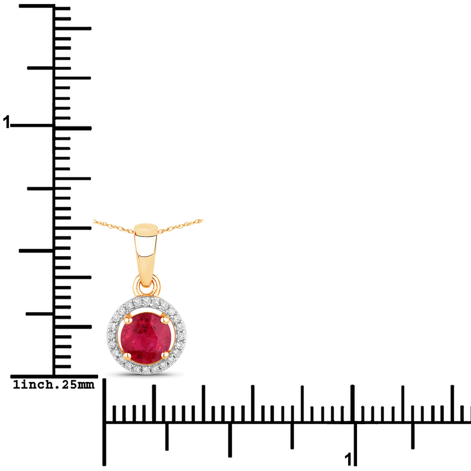 0.62 Carat Genuine Ruby and White Diamond 14K Yellow Gold Pendant 0.62 C.T.W 14K yellow or white gold - view 2