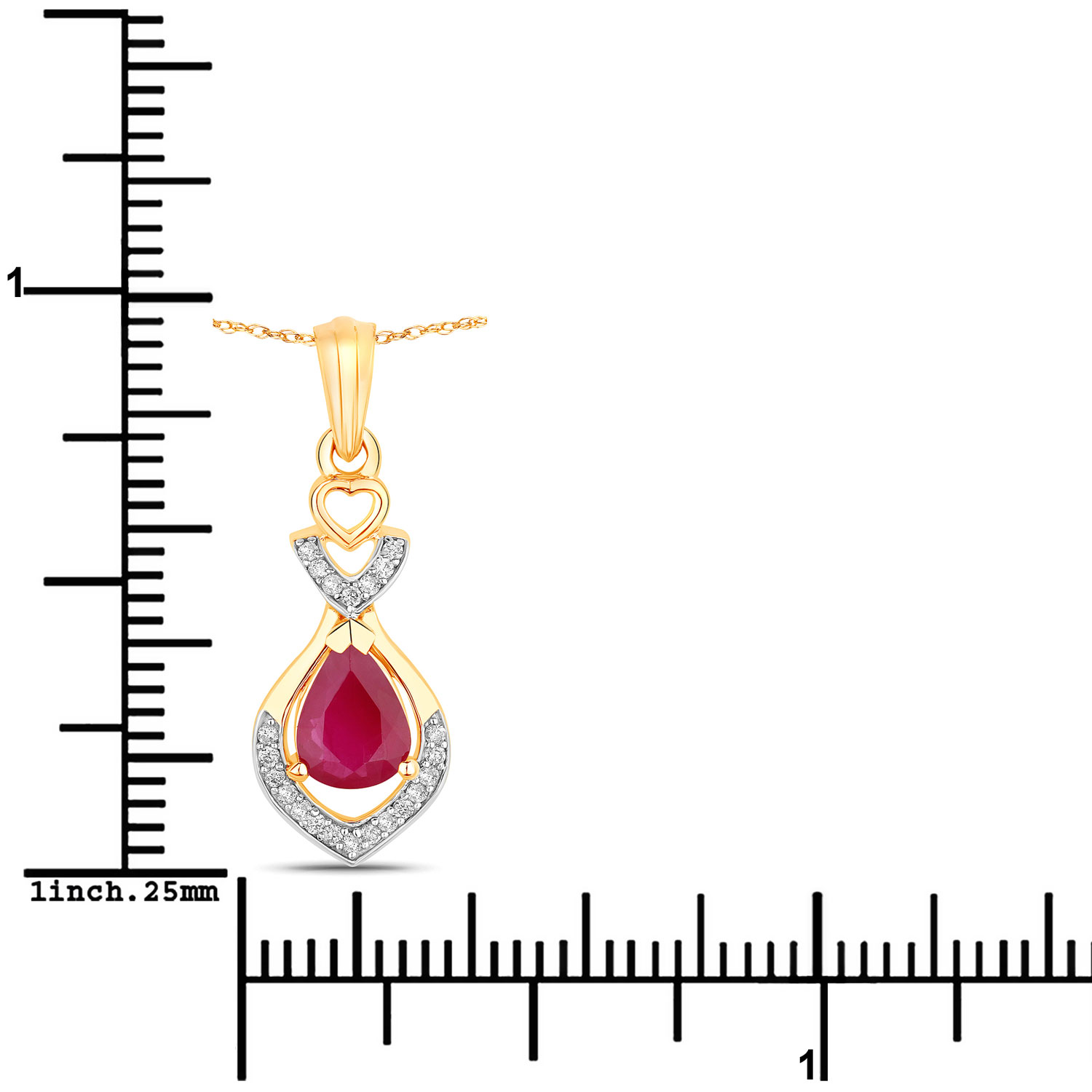 0.86 Carat Genuine Ruby and White Diamond 14K Yellow Gold Pendant 0.86 C.T.W 14K yellow or white gold - view 3