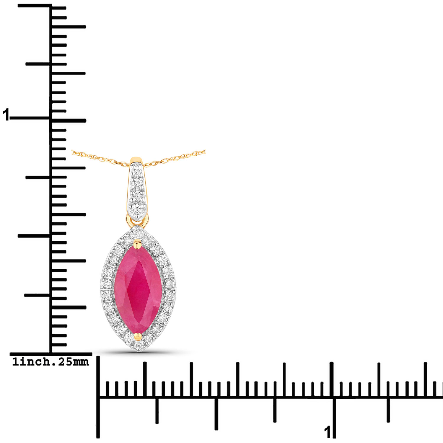 1.60 Carat Genuine Ruby and White Diamond 14K Yellow Gold Pendant 1.60 C.T.W 14K yellow or white gold - view 3