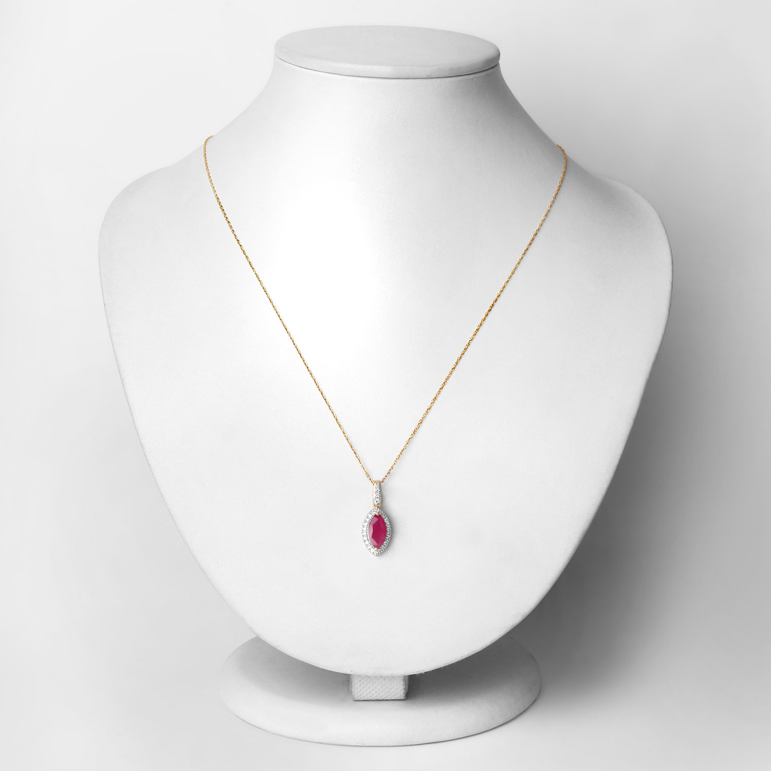 1.60 Carat Genuine Ruby and White Diamond 14K Yellow Gold Pendant 1.60 C.T.W 14K yellow or white gold - view 2