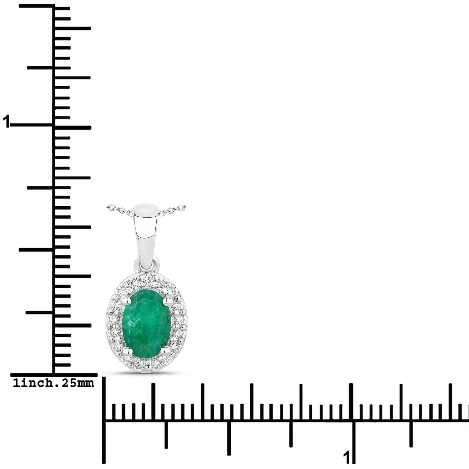 0.89 Carat Genuine Zambian Emerald and Lab Grown Diamond .925 Sterling Silver Pendant 0.89 C.T.W Sterling Silver - view 3