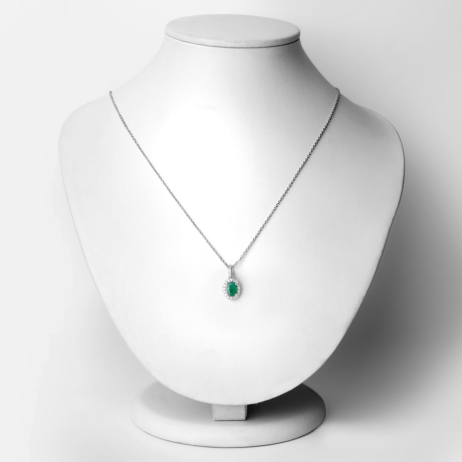 0.89 Carat Genuine Zambian Emerald and Lab Grown Diamond .925 Sterling Silver Pendant 0.89 C.T.W Sterling Silver - view 2