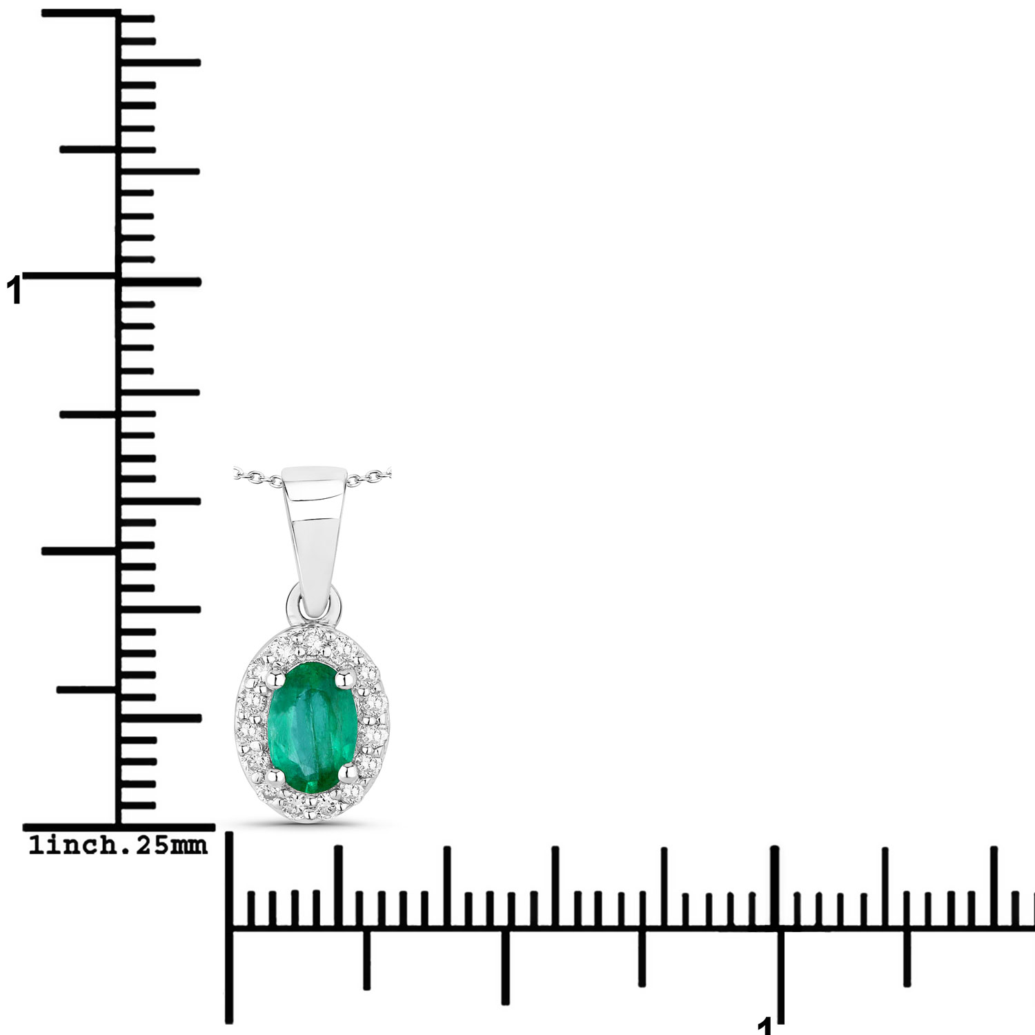 0.59 Carat Genuine Zambian Emerald and Lab Grown Diamond .925 Sterling Silver Pendant 0.59 C.T.W Sterling Silver - view 2