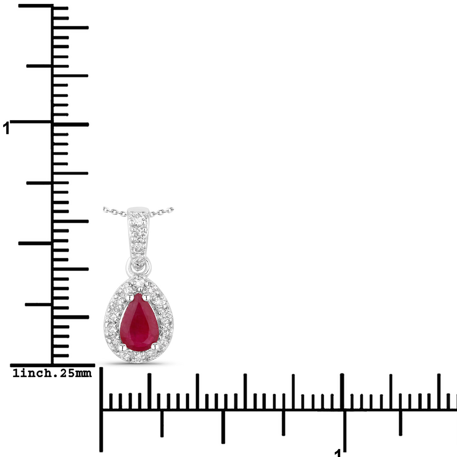0.59 Carat Genuine Mozambique Ruby and Lab Grown Diamond .925 Sterling Silver Pendant 0.59 C.T.W Sterling Silver - view 2