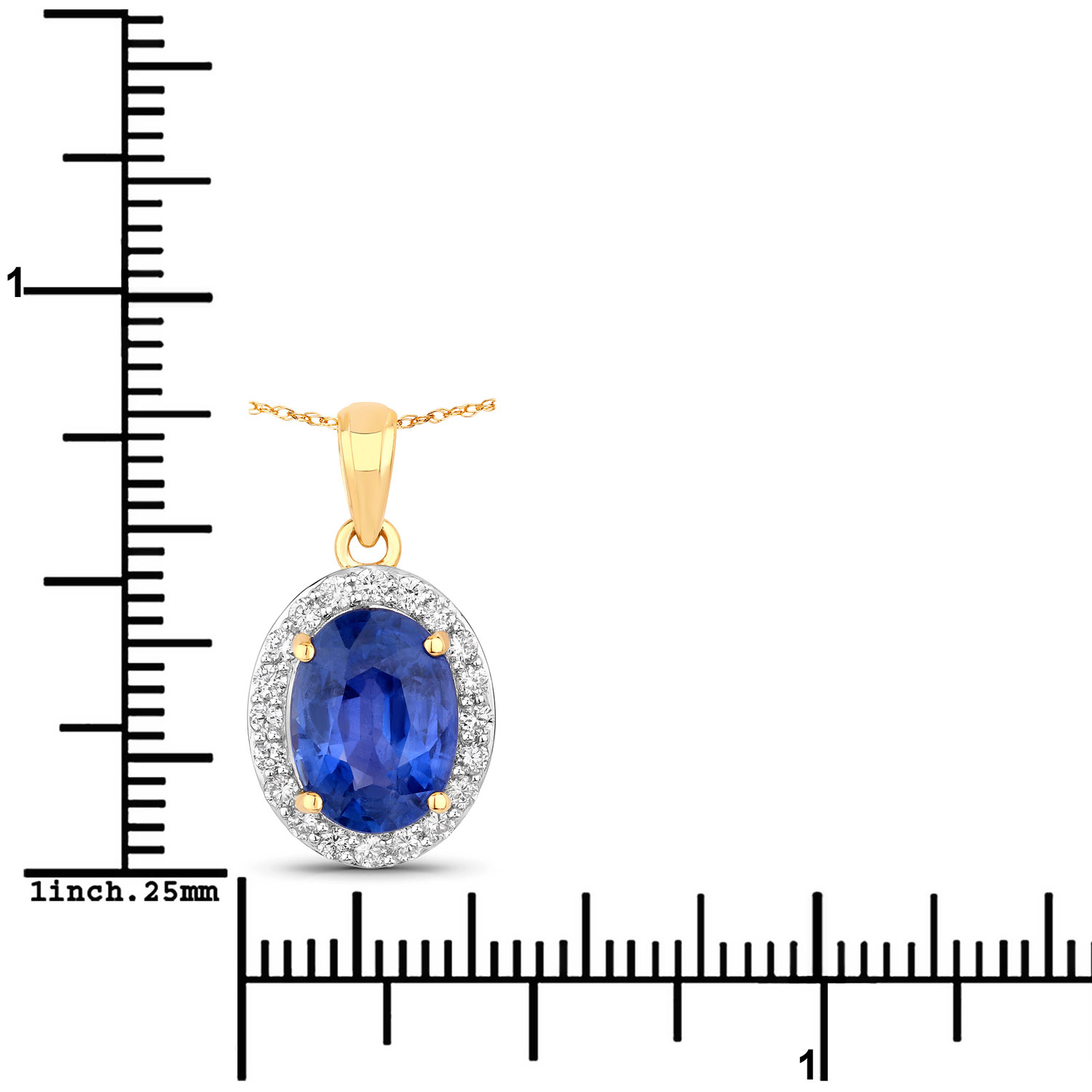 3.33 Carat Genuine Ceylon Blue Sapphire and White Diamond 18K Yellow Gold Pendant 3.33 C.T.W 18K yellow or white gold - view 5