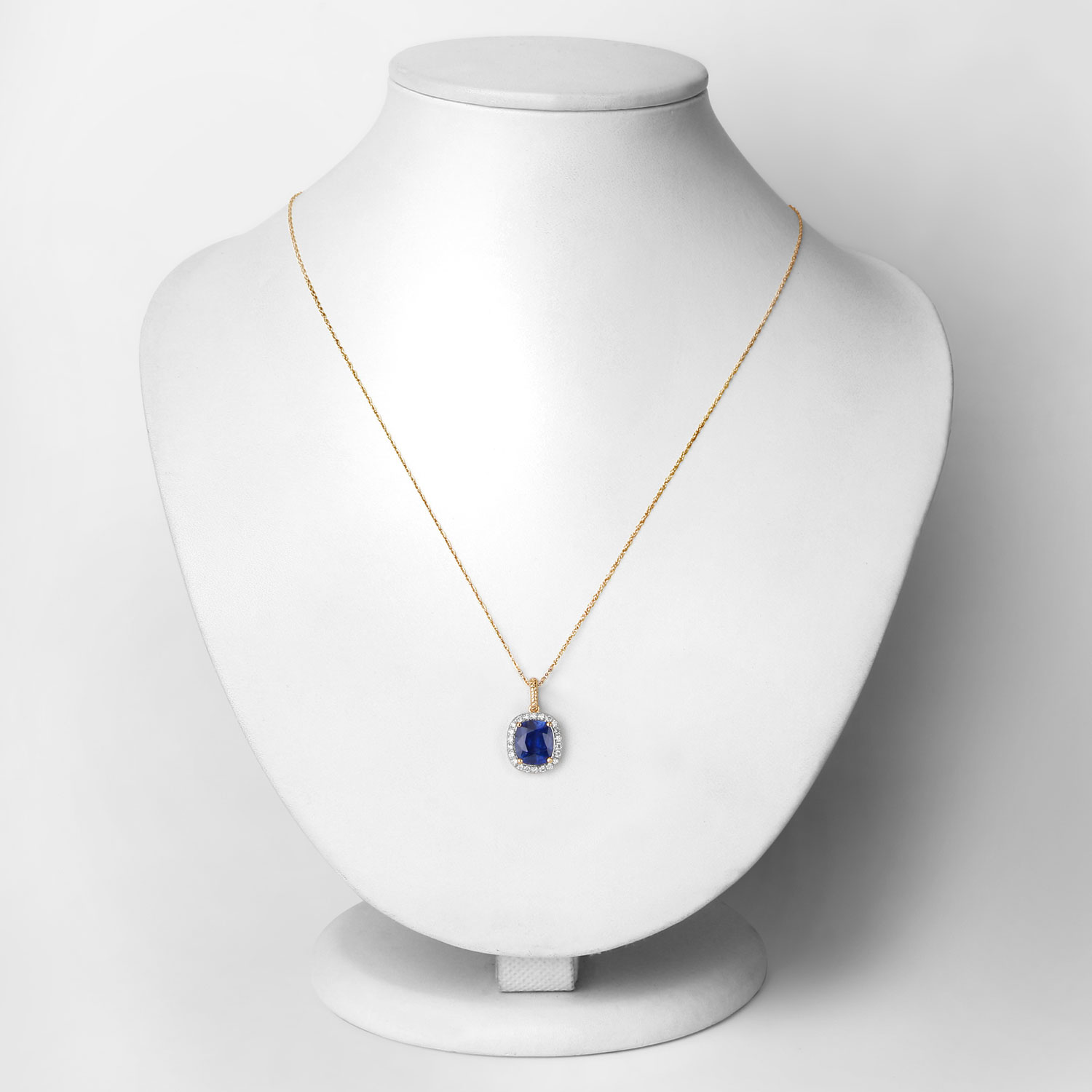 2.82 Carat Genuine Ceylon Blue Sapphire and White Diamond 18K Yellow Gold Pendant 2.82 C.T.W 18K yellow or white gold - view 6