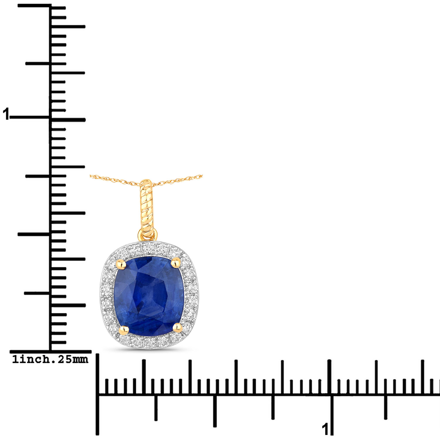 2.82 Carat Genuine Ceylon Blue Sapphire and White Diamond 18K Yellow Gold Pendant 2.82 C.T.W 18K yellow or white gold - view 5