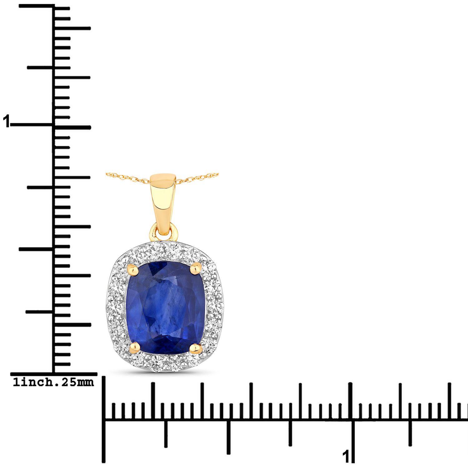 3.60 Carat Genuine Ceylon Blue Sapphire and White Diamond 18K Yellow Gold Pendant 3.60 C.T.W 18K yellow or white gold - view 3