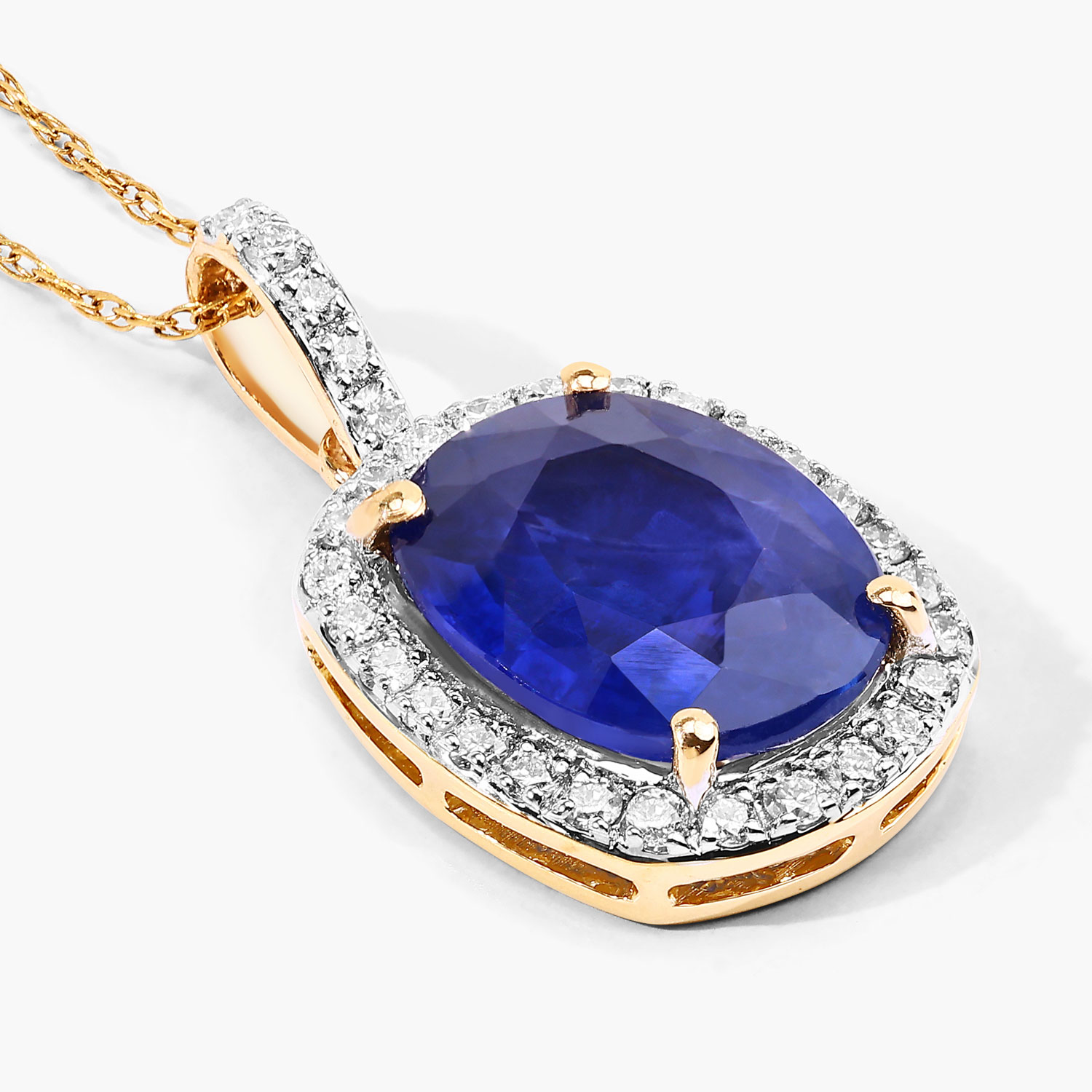 2.47 Carat Genuine Ceylon Blue Sapphire and White Diamond 18K Yellow Gold Pendant 2.47 C.T.W 18K yellow or white gold - view 3