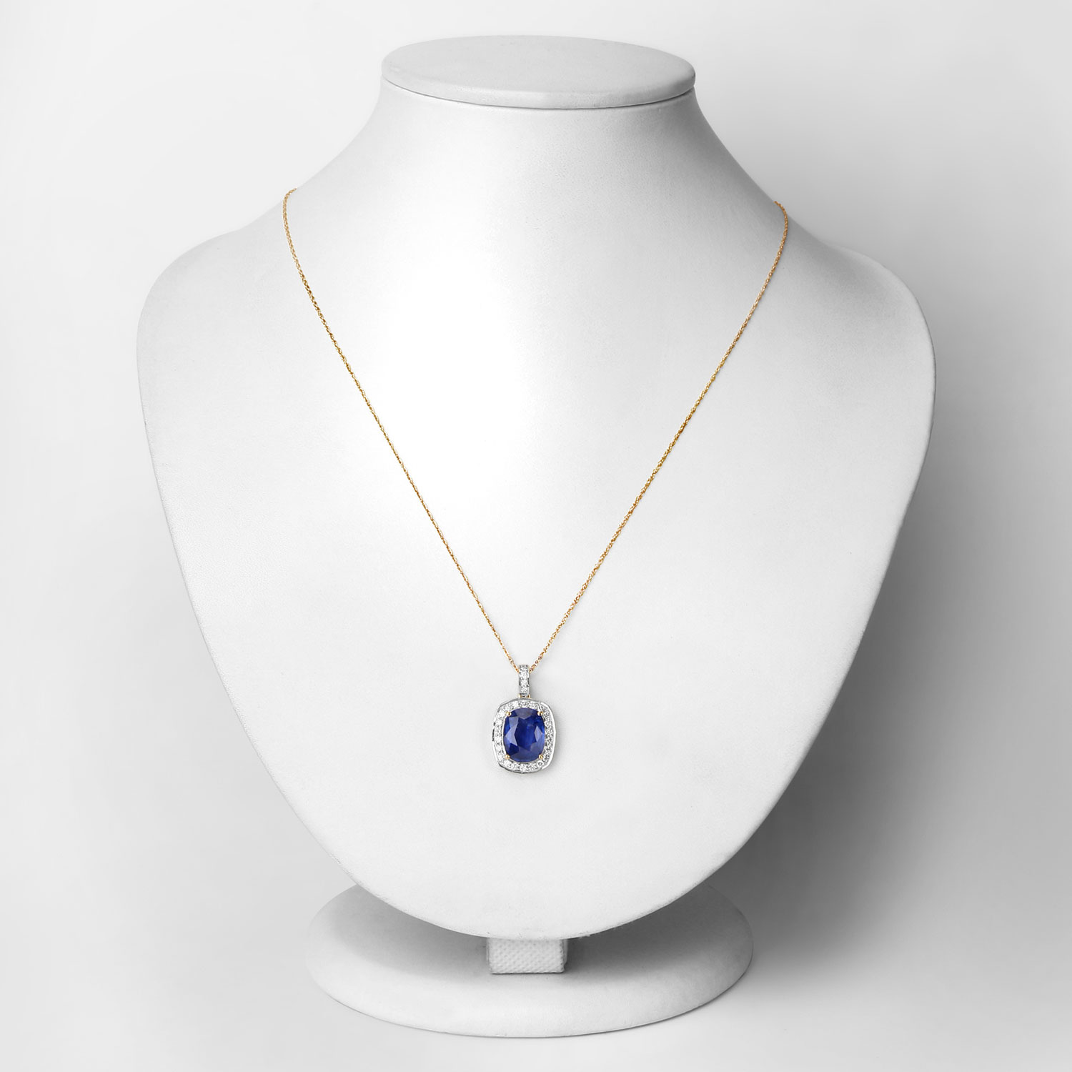 2.47 Carat Genuine Ceylon Blue Sapphire and White Diamond 18K Yellow Gold Pendant 2.47 C.T.W 18K yellow or white gold - view 6