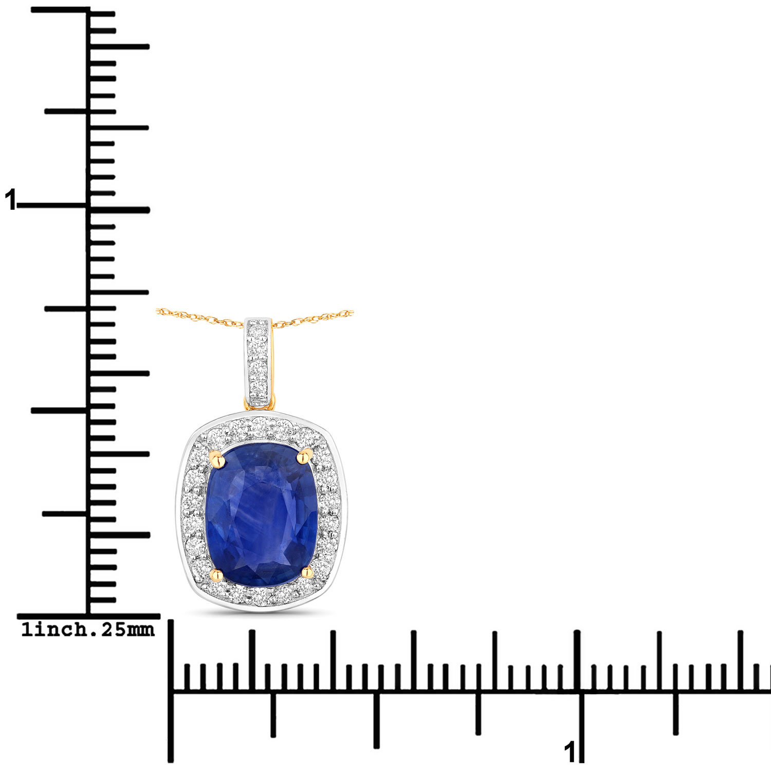 2.47 Carat Genuine Ceylon Blue Sapphire and White Diamond 18K Yellow Gold Pendant 2.47 C.T.W 18K yellow or white gold - view 5