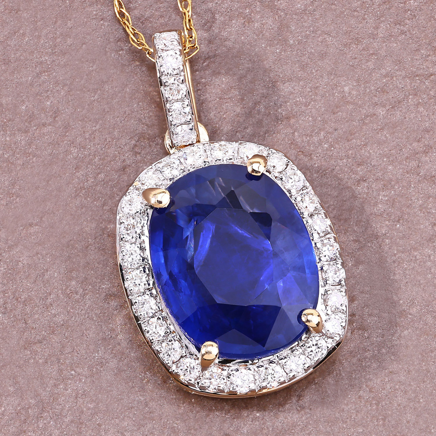 2.47 Carat Genuine Ceylon Blue Sapphire and White Diamond 18K Yellow Gold Pendant 2.47 C.T.W 18K yellow or white gold - view 2
