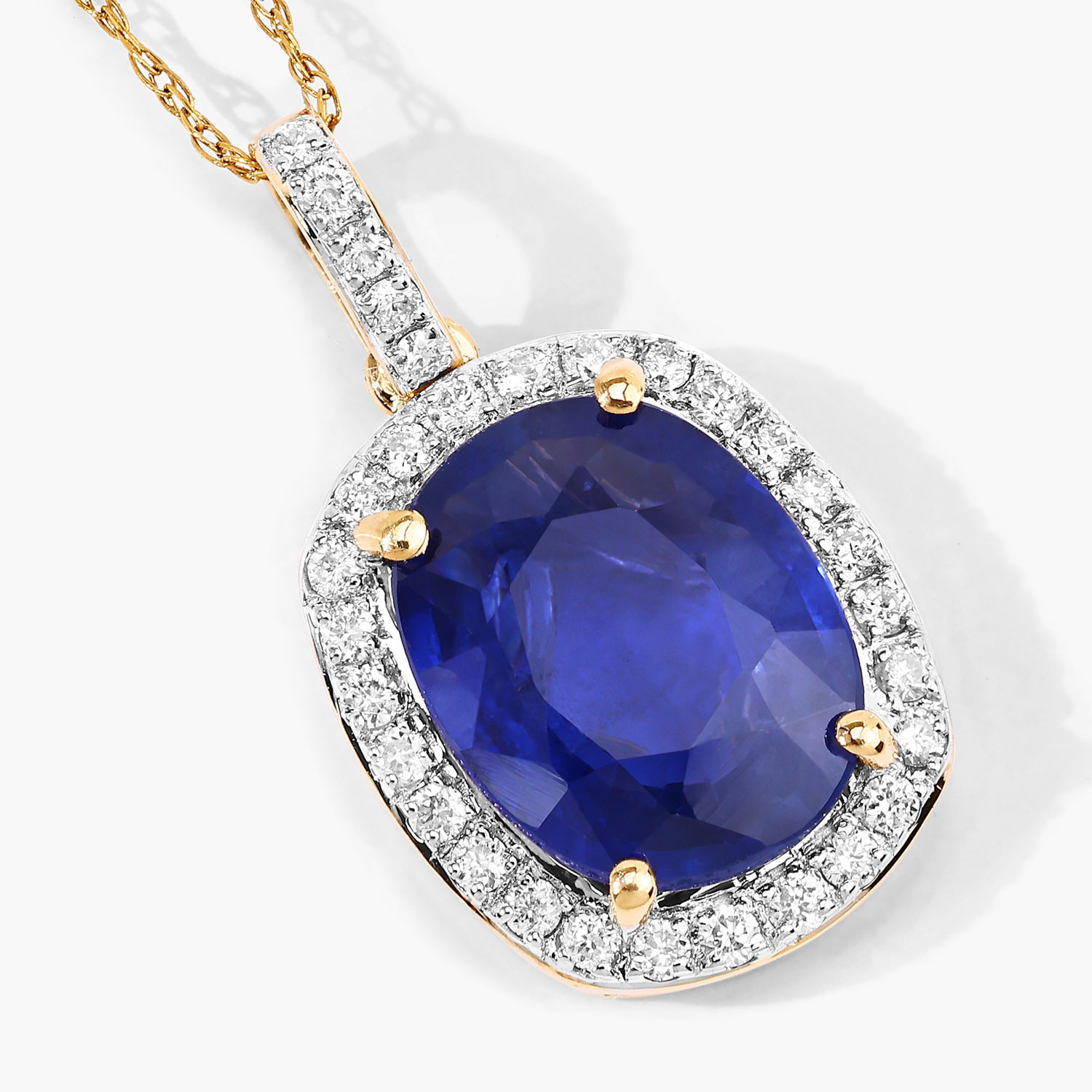 2.47 Carat Genuine Ceylon Blue Sapphire and White Diamond 18K Yellow Gold Pendant 2.47 C.T.W 18K yellow or white gold - view 4