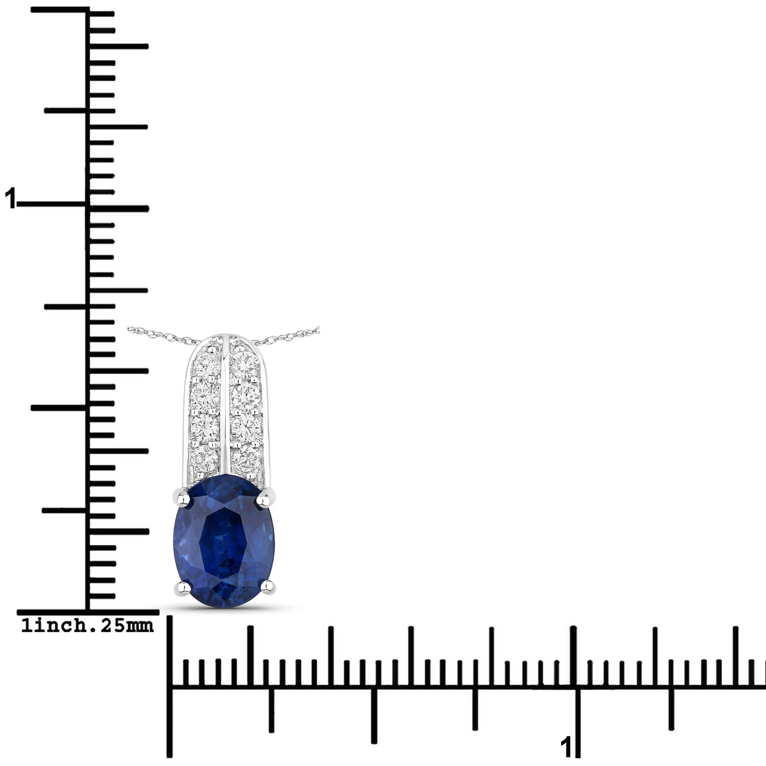 2.74 Carat Genuine Ceylon Blue Sapphire and White Diamond 18K White Gold Pendant 2.74 C.T.W 18K white gold - view 4