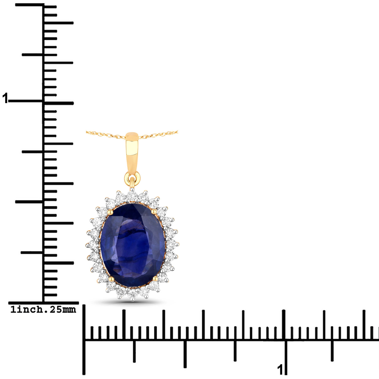 3.07 Carat Genuine Ceylon Blue Sapphire and White Diamond 18K Yellow Gold Pendant 3.07 C.T.W 18K yellow or white gold - view 6