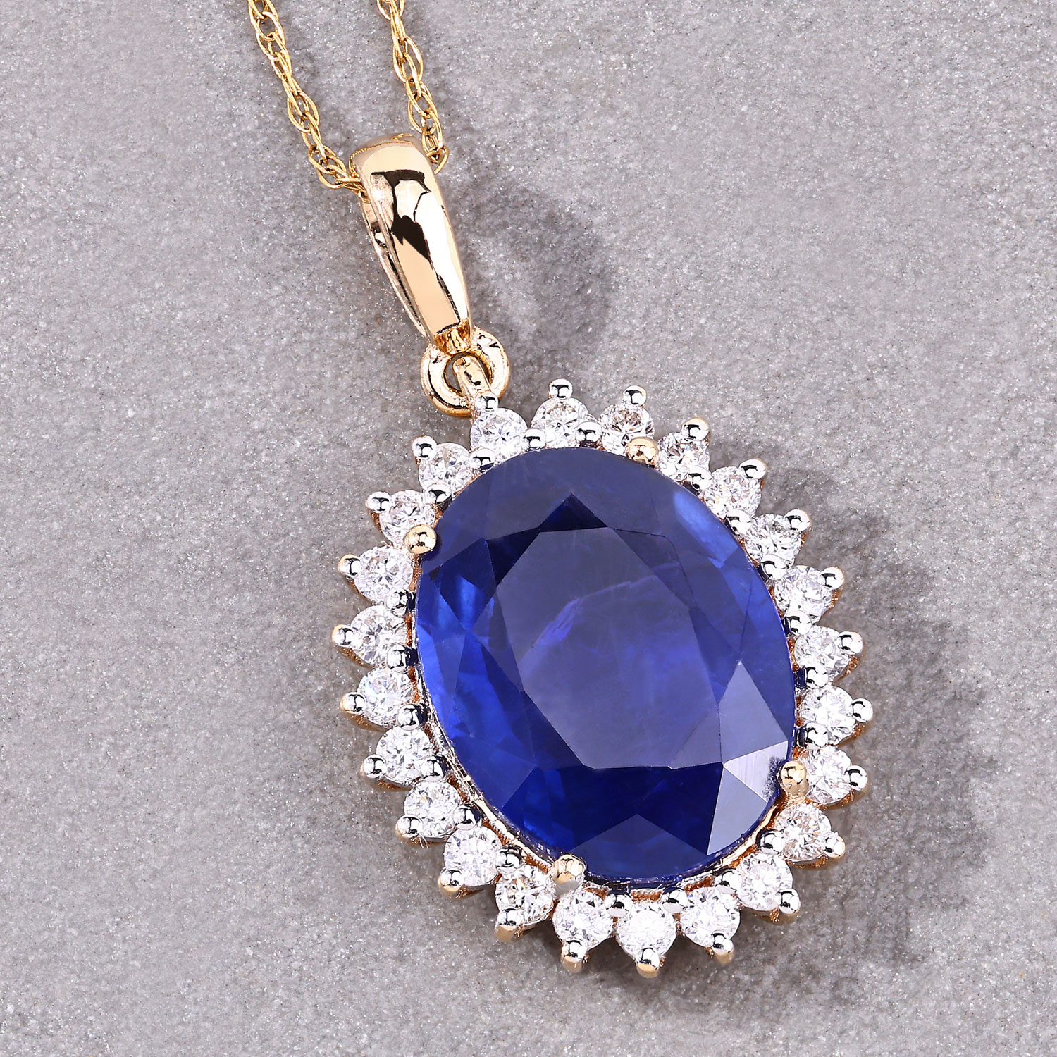 3.07 Carat Genuine Ceylon Blue Sapphire and White Diamond 18K Yellow Gold Pendant 3.07 C.T.W 18K yellow or white gold - view 5