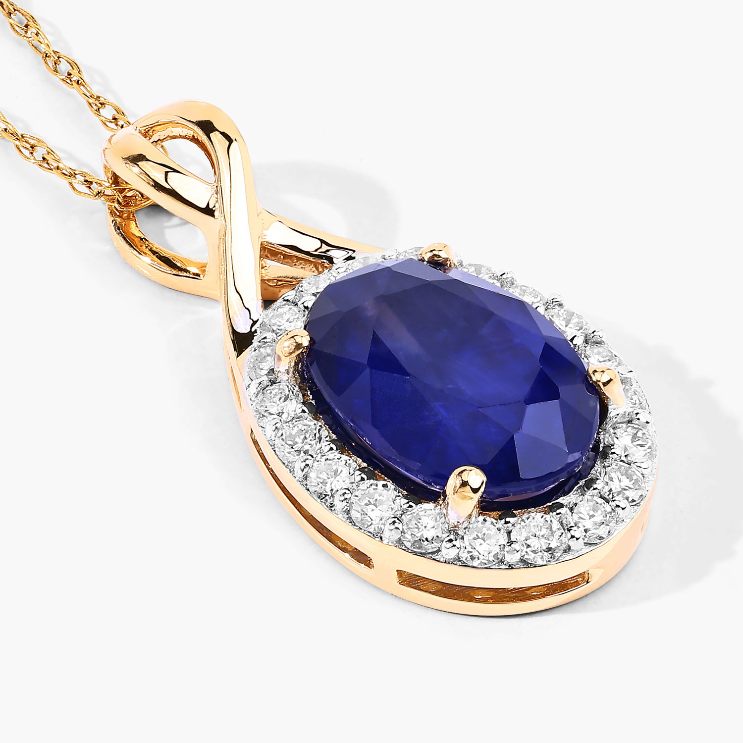 1.88 Carat Genuine Ceylon Blue Sapphire and White Diamond 18K Yellow Gold Pendant 1.88 C.T.W 18K yellow or white gold - view 2