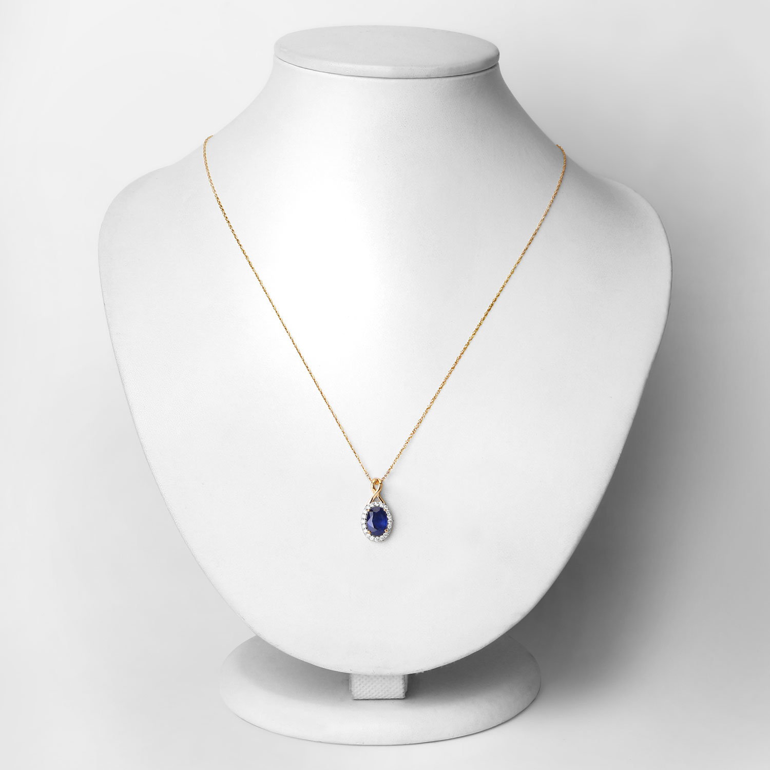 1.88 Carat Genuine Ceylon Blue Sapphire and White Diamond 18K Yellow Gold Pendant 1.88 C.T.W 18K yellow or white gold - view 3