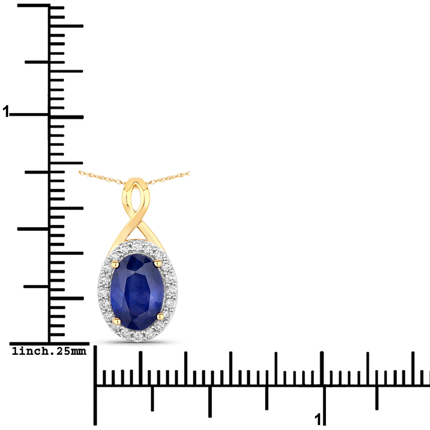 1.88 Carat Genuine Ceylon Blue Sapphire and White Diamond 18K Yellow Gold Pendant 1.88 C.T.W 18K yellow or white gold - view 4