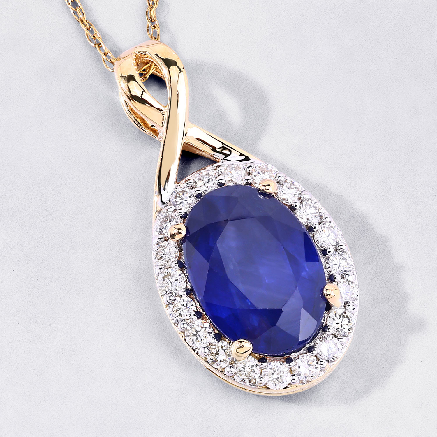1.88 Carat Genuine Ceylon Blue Sapphire and White Diamond 18K Yellow Gold Pendant 1.88 C.T.W 18K yellow or white gold - view 5