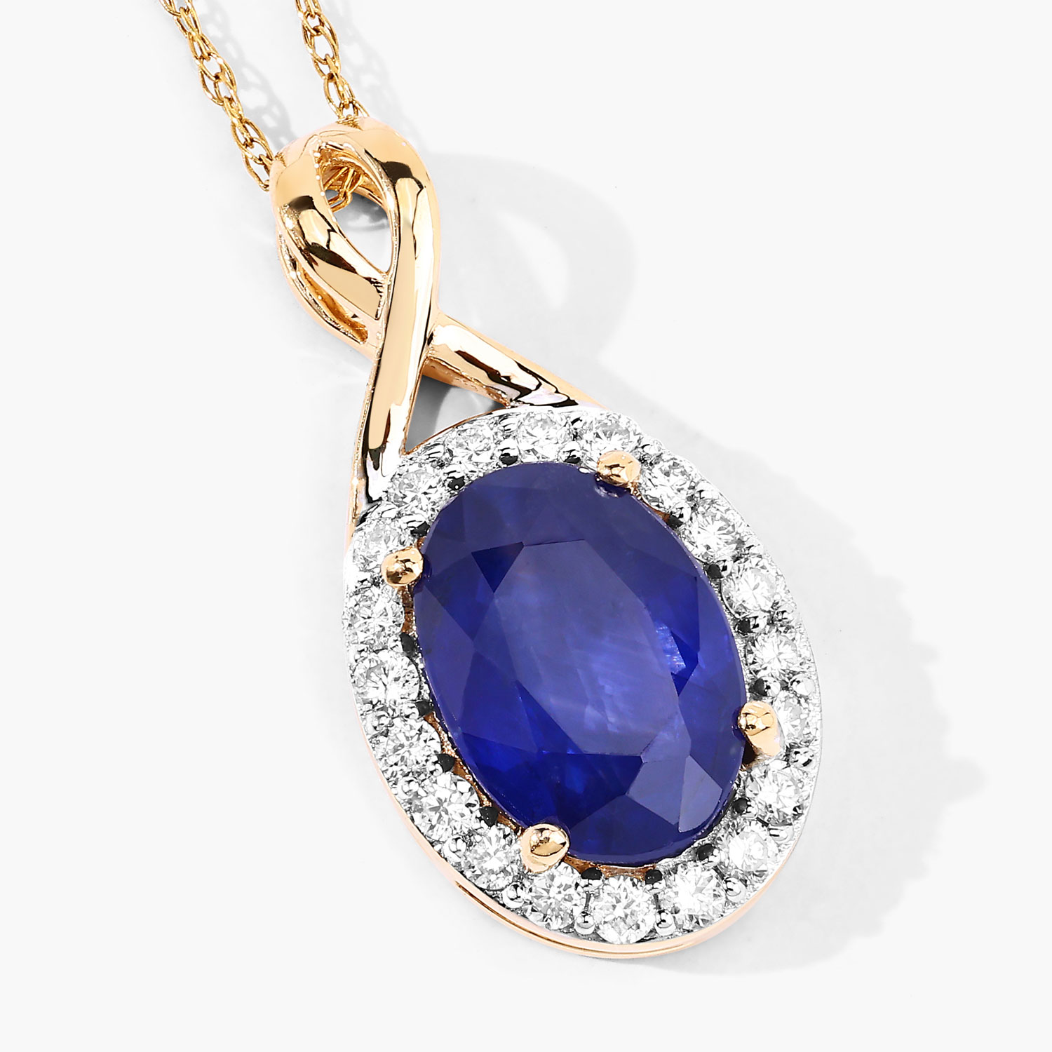 1.88 Carat Genuine Ceylon Blue Sapphire and White Diamond 18K Yellow Gold Pendant 1.88 C.T.W 18K yellow or white gold - view 6