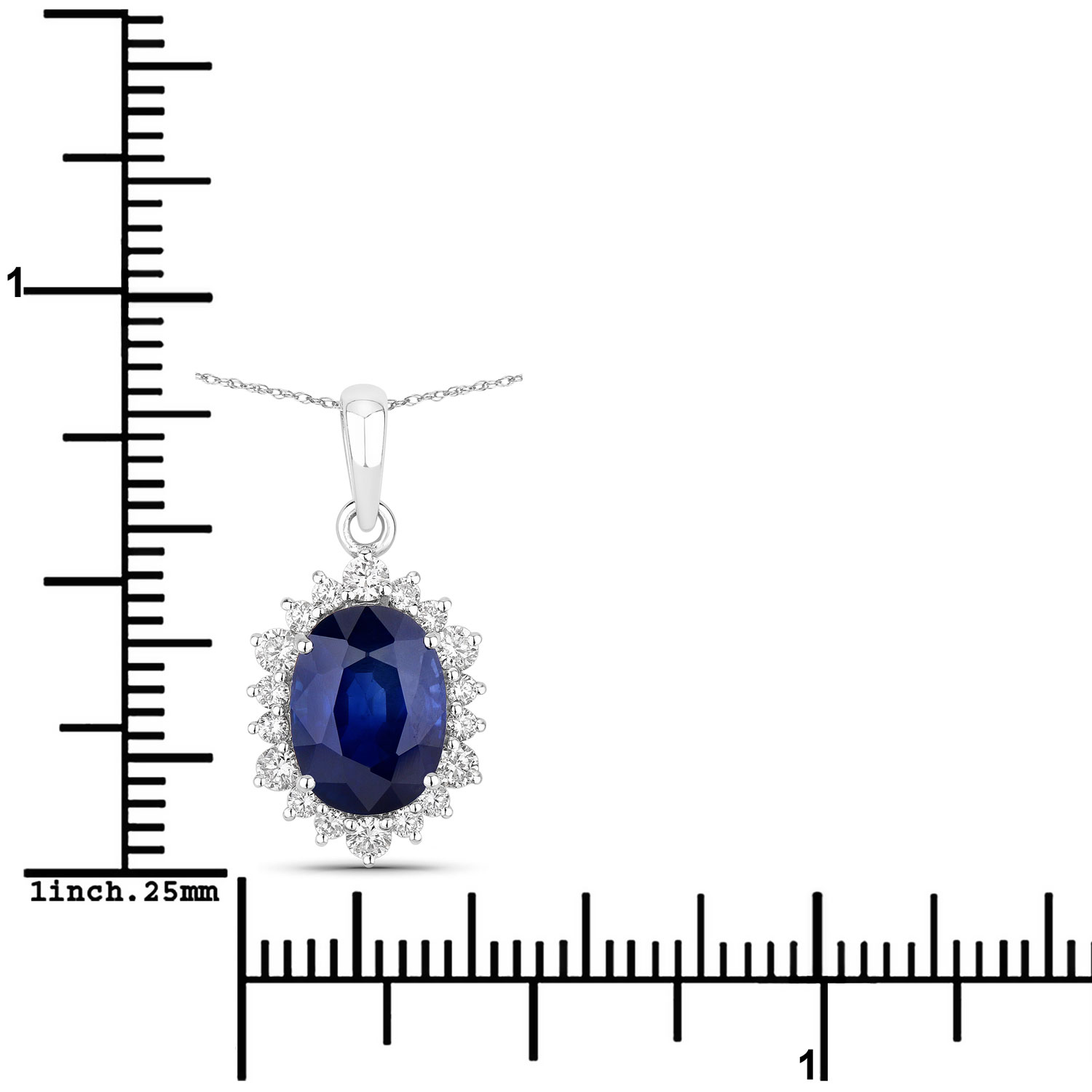 3.23 Carat Genuine Ceylon Blue Sapphire and White Diamond 18K White Gold Pendant 3.23 C.T.W 18K white gold - view 3