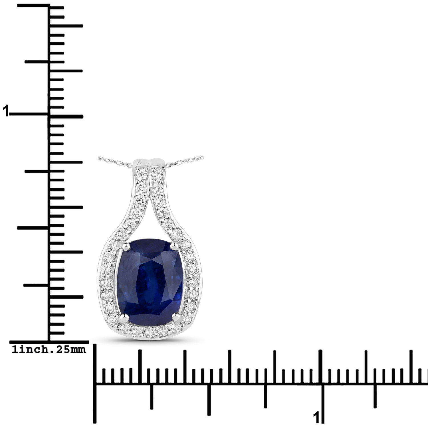 3.84 Carat Genuine Ceylon Blue Sapphire and White Diamond 18K White Gold Pendant 3.84 C.T.W 18K white gold - view 5
