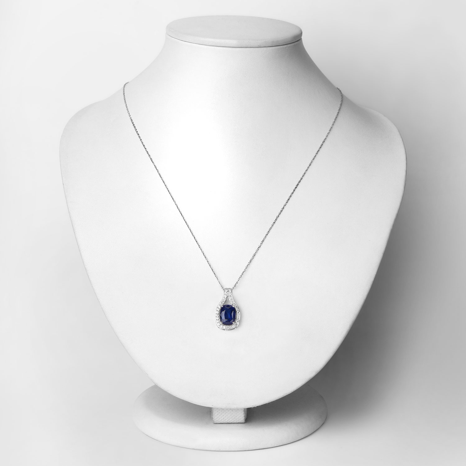 3.28 Carat Genuine Ceylon Blue Sapphire and White Diamond 18K Yellow Gold Pendant 3.28 C.T.W 18K yellow or white gold - view 5
