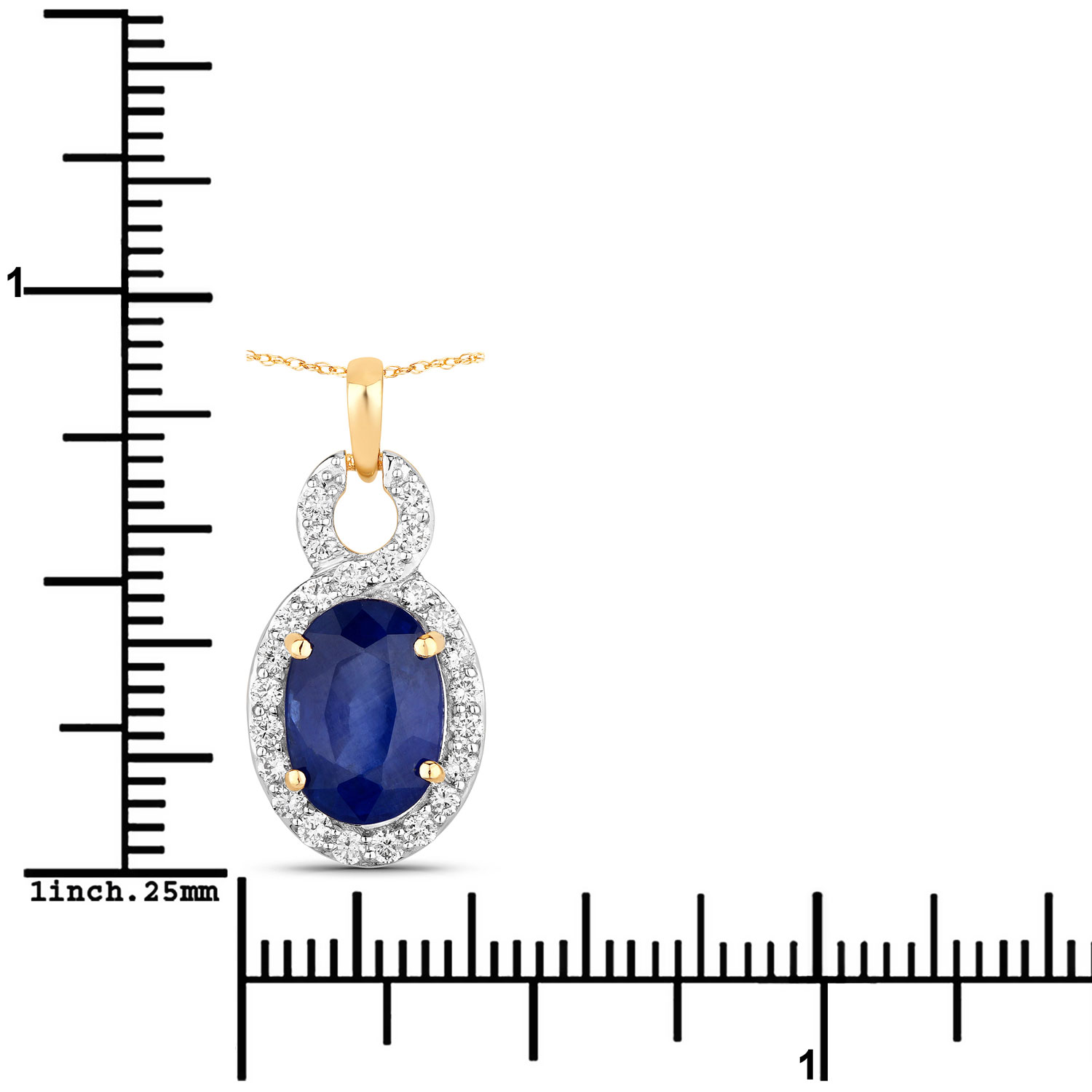 3.62 Carat Genuine Ceylon Blue Sapphire and White Diamond 18K Yellow Gold Pendant 3.62 C.T.W 18K yellow or white gold - view 3