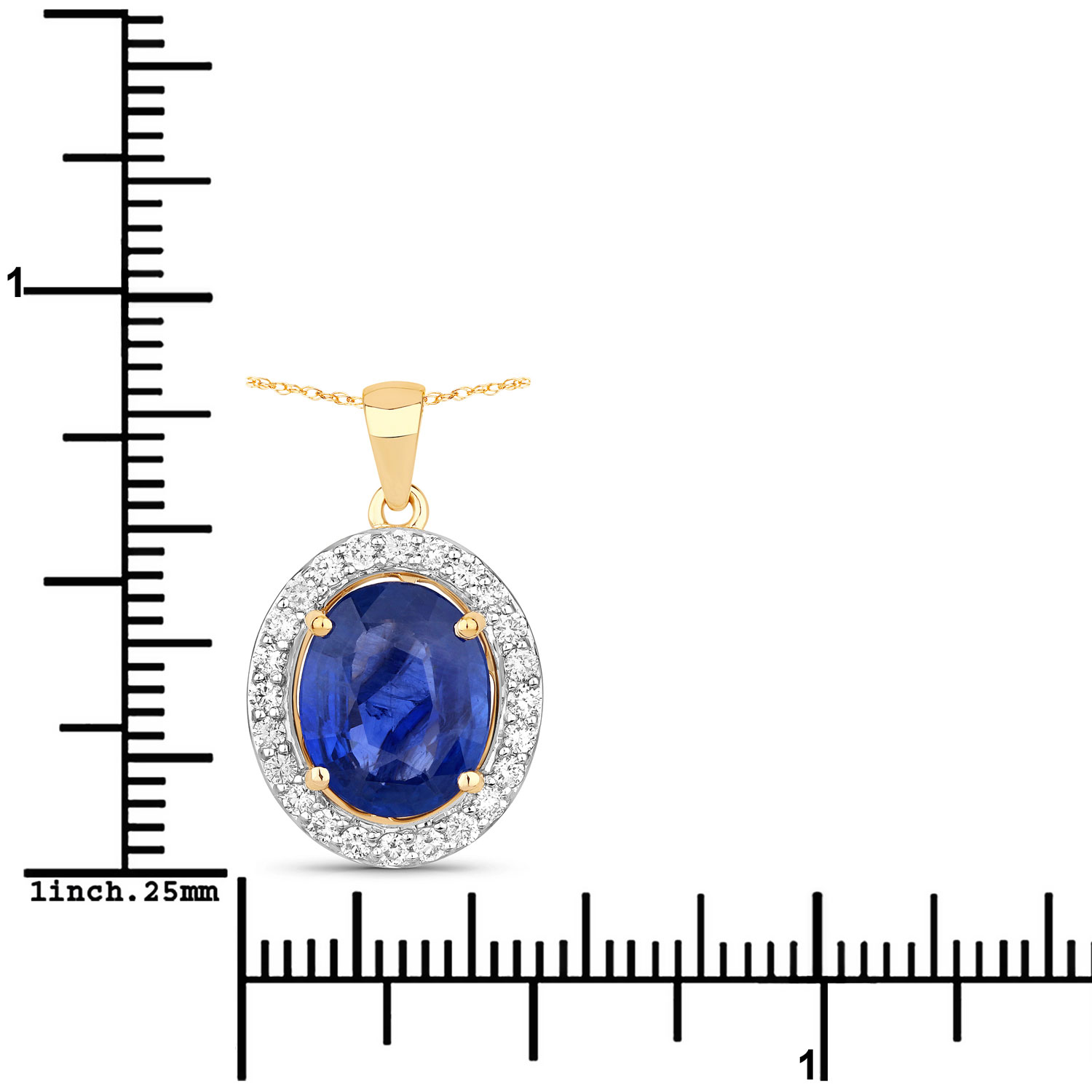 3.49 Carat Genuine Ceylon Blue Sapphire and White Diamond 18K Yellow Gold Pendant 3.49 C.T.W 18K yellow or white gold - view 6