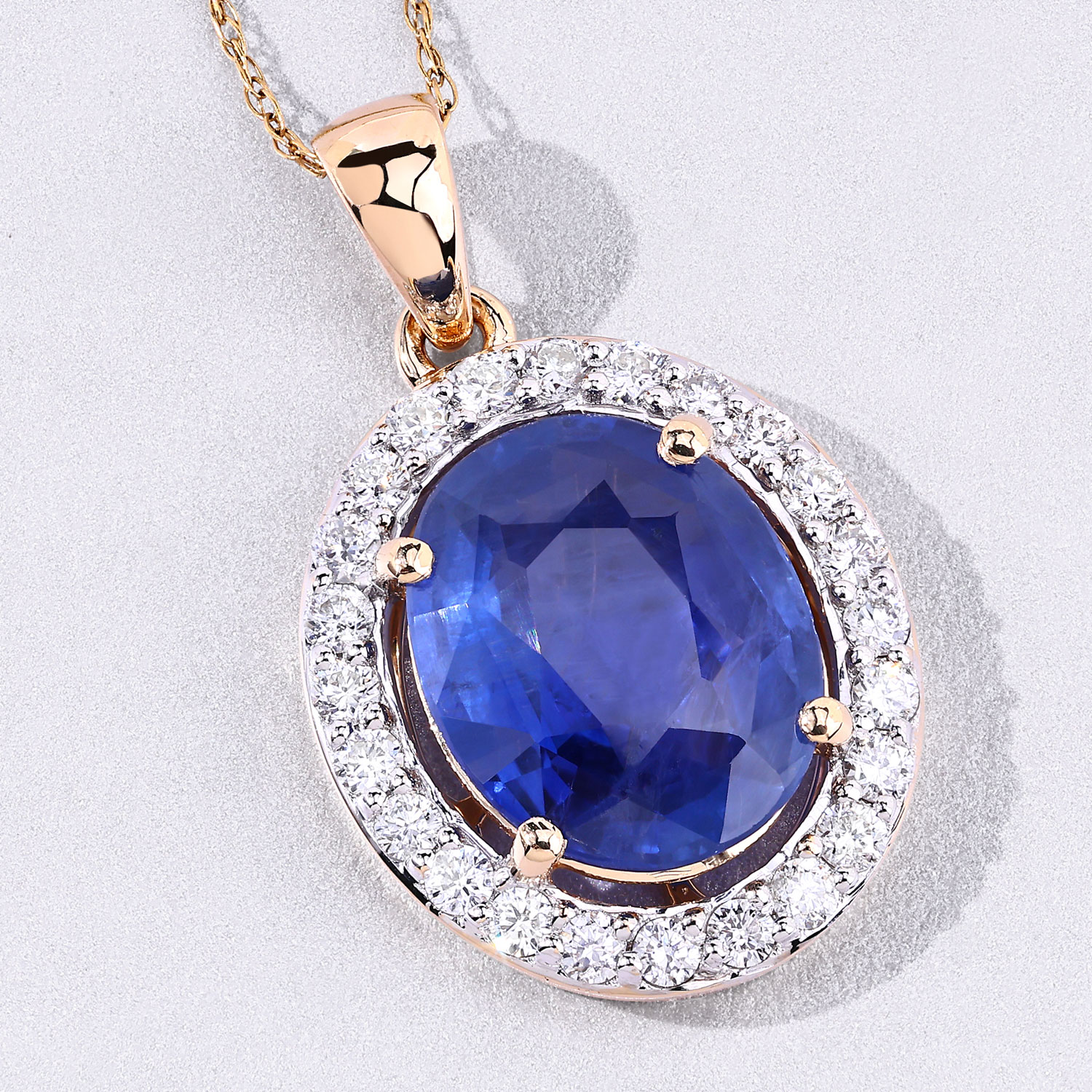 3.49 Carat Genuine Ceylon Blue Sapphire and White Diamond 18K Yellow Gold Pendant 3.49 C.T.W 18K yellow or white gold - view 3
