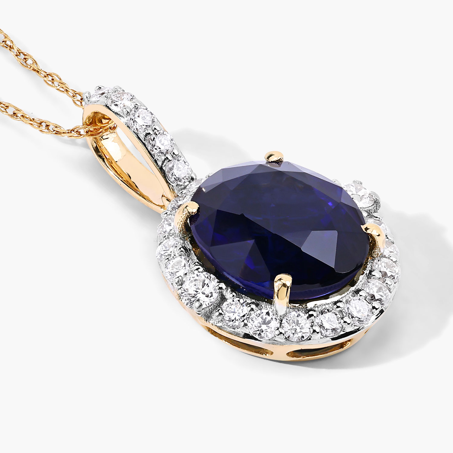 2.58 Carat Genuine Ceylon Blue Sapphire and White Diamond 18K Yellow Gold Pendant 2.58 C.T.W 18K yellow or white gold - view 2