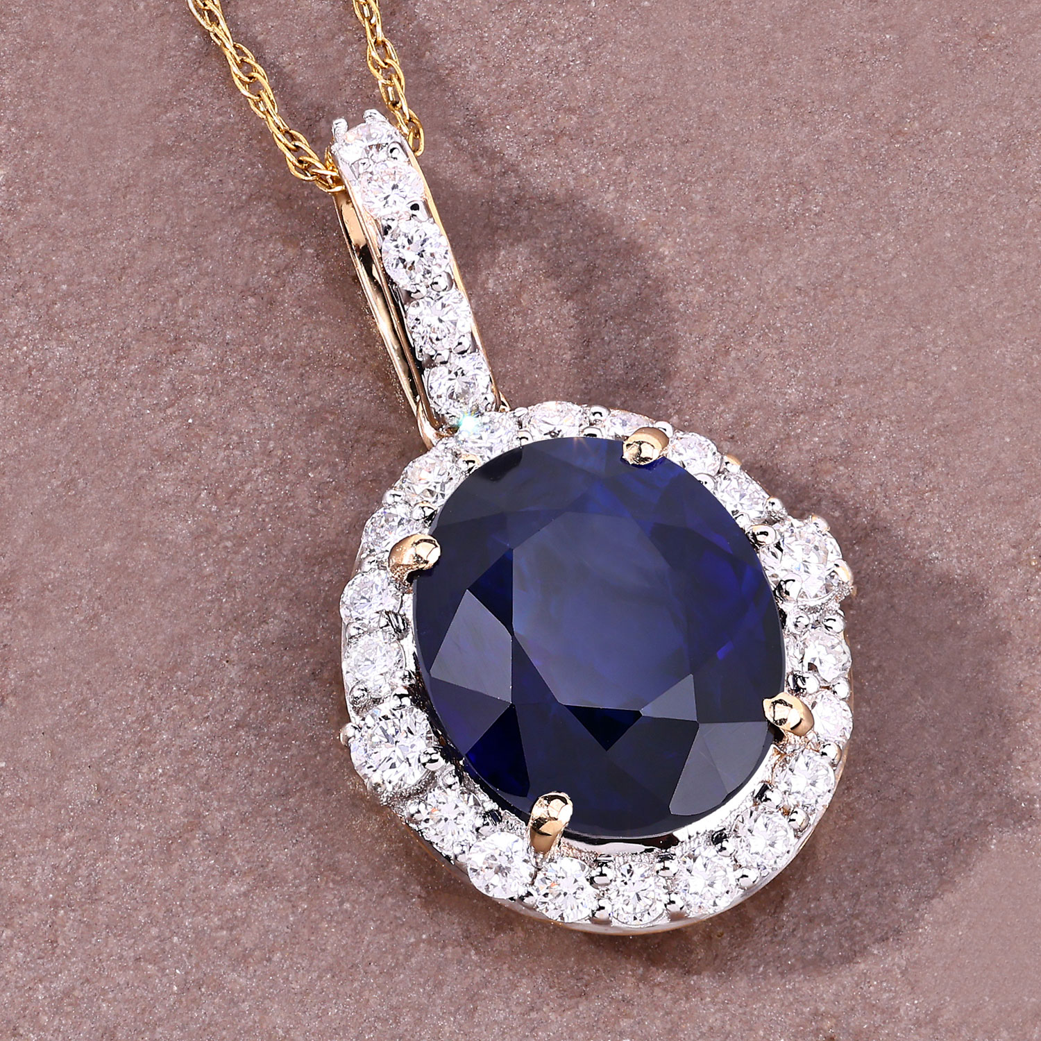 2.58 Carat Genuine Ceylon Blue Sapphire and White Diamond 18K Yellow Gold Pendant 2.58 C.T.W 18K yellow or white gold - view 8