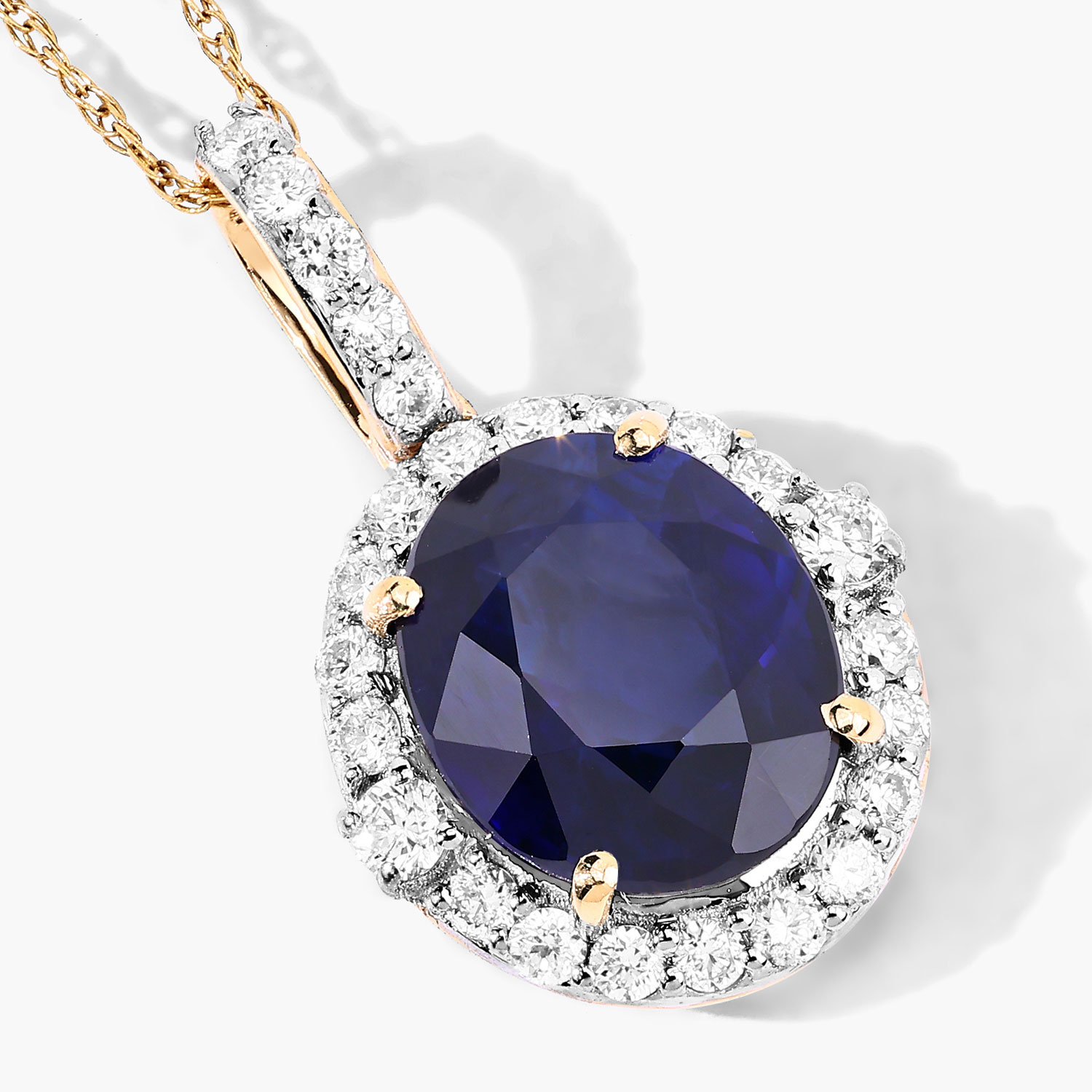 2.58 Carat Genuine Ceylon Blue Sapphire and White Diamond 18K Yellow Gold Pendant 2.58 C.T.W 18K yellow or white gold - view 5
