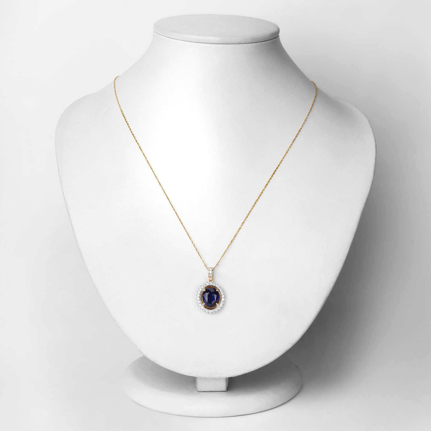 4.12 Carat Genuine Ceylon Blue Sapphire and White Diamond 18K Yellow Gold Pendant 4.12 C.T.W 18K yellow or white gold - view 3