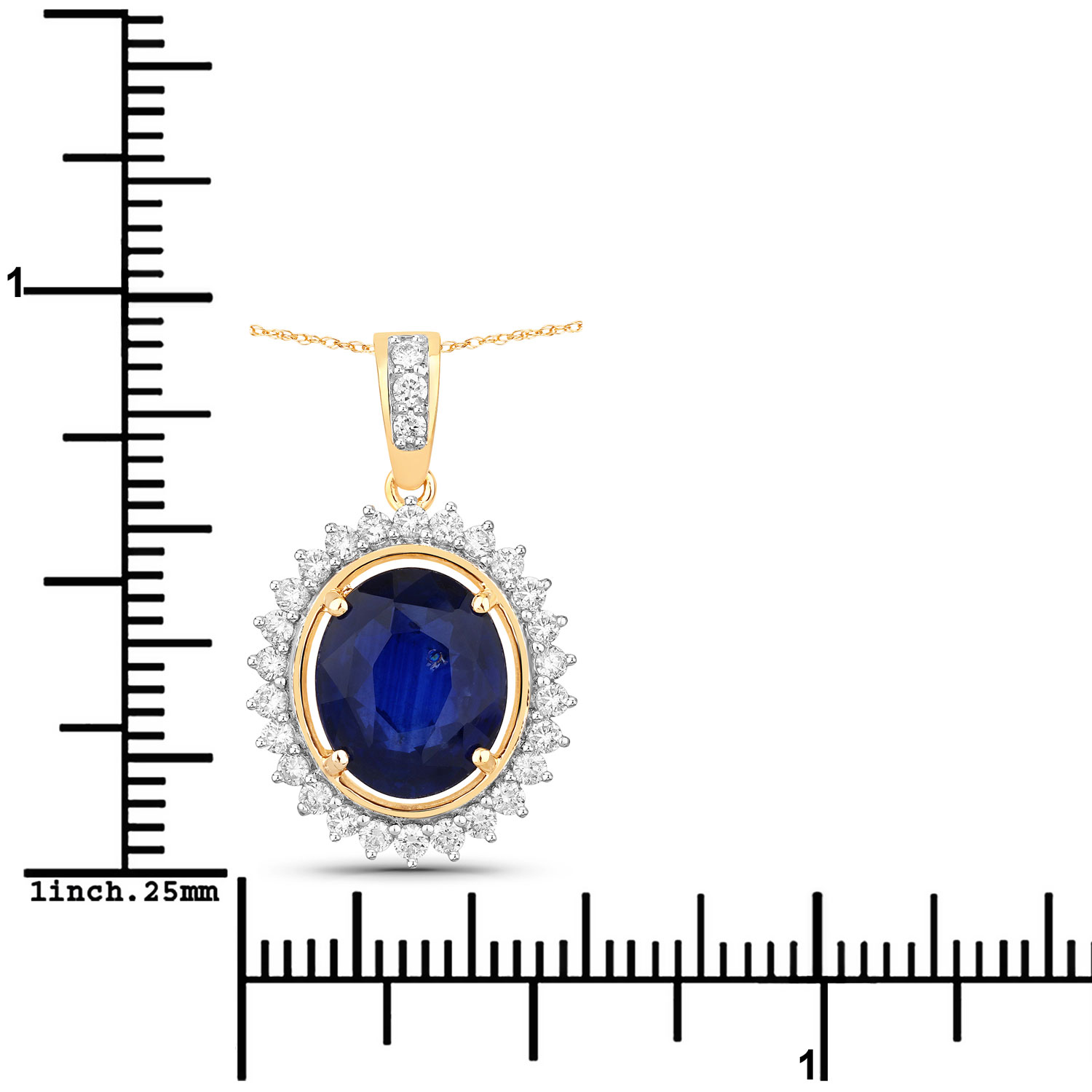 4.12 Carat Genuine Ceylon Blue Sapphire and White Diamond 18K Yellow Gold Pendant 4.12 C.T.W 18K yellow or white gold - view 2