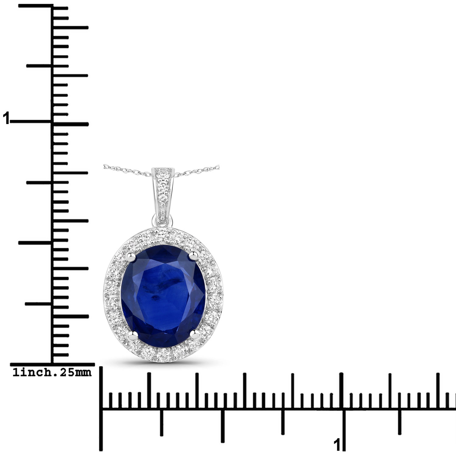 3.91 Carat Genuine Ceylon Blue Sapphire and White Diamond 18K White Gold Pendant 3.91 C.T.W 18K white gold - view 5
