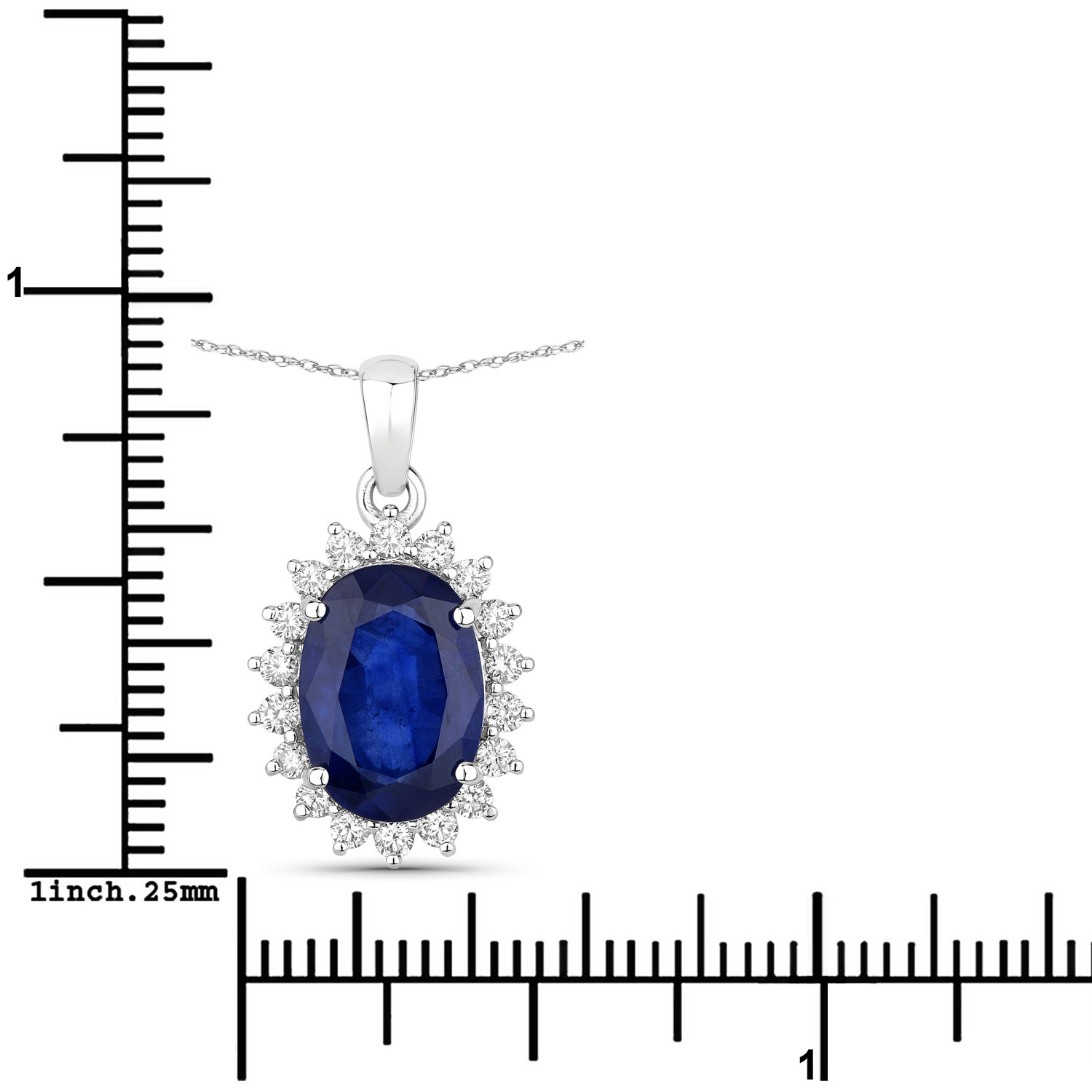 4.68 Carat Genuine Ceylon Blue Sapphire and White Diamond 18K White Gold Pendant 4.68 C.T.W 18K white gold - view 3