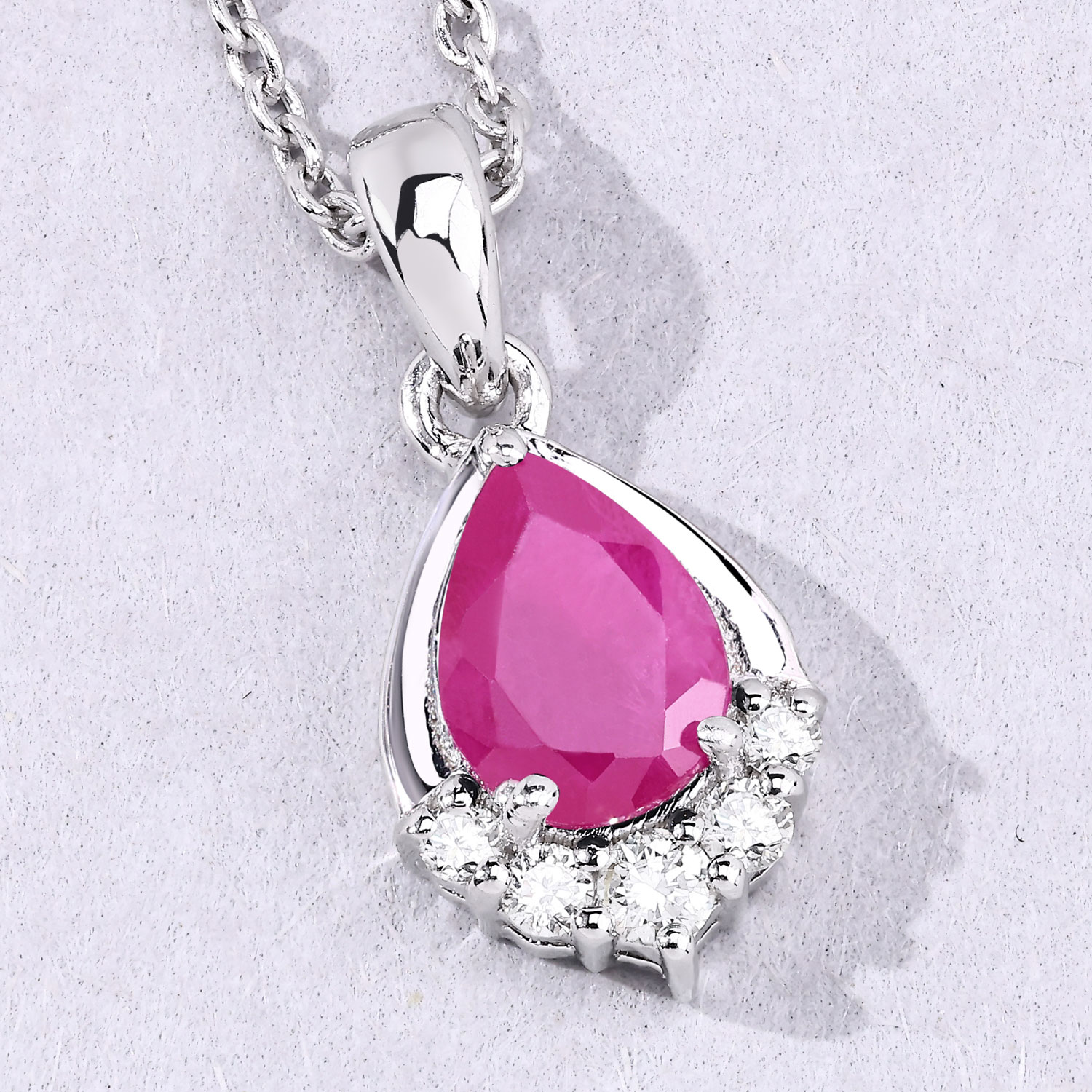 0.90 Carat Genuine Mozambique Ruby and Lab Grown Diamond .925 Sterling Silver Pendant 0.90 C.T.W Sterling Silver - view 7