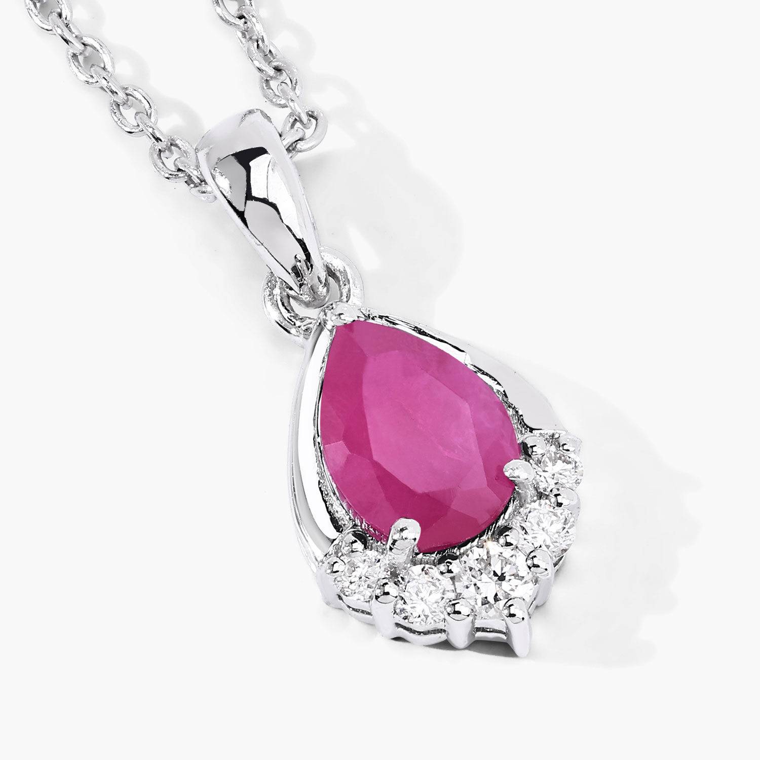 0.90 Carat Genuine Mozambique Ruby and Lab Grown Diamond .925 Sterling Silver Pendant 0.90 C.T.W Sterling Silver - view 4