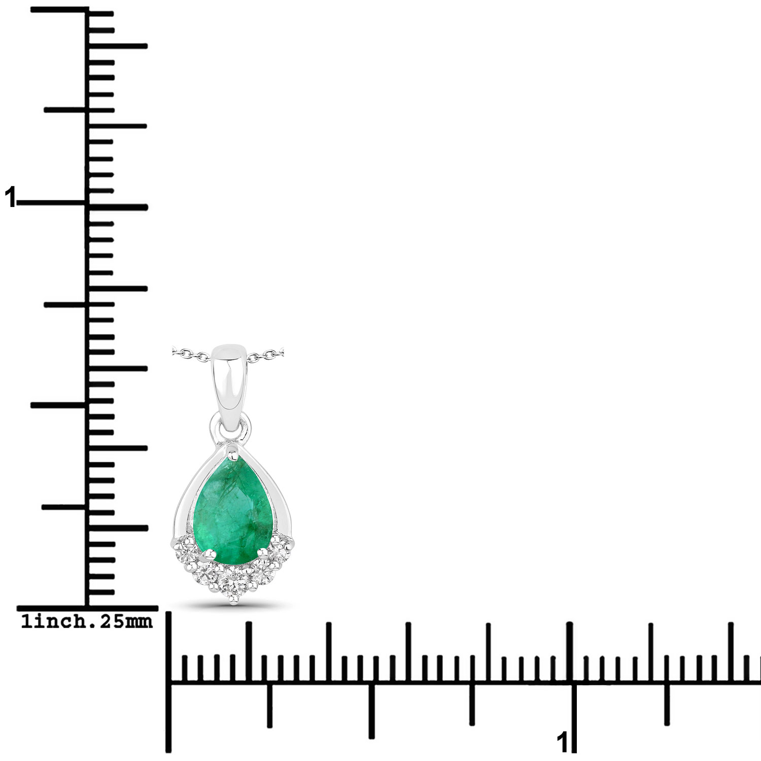 0.75 Carat Genuine Zambian Emerald and Lab Grown Diamond .925 Sterling Silver Pendant 0.75 C.T.W Sterling Silver - view 5