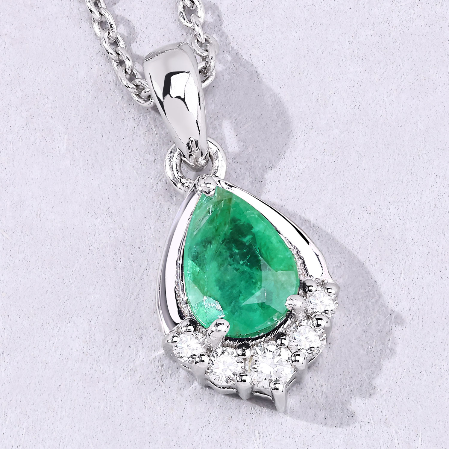 0.75 Carat Genuine Zambian Emerald and Lab Grown Diamond .925 Sterling Silver Pendant 0.75 C.T.W Sterling Silver - view 2
