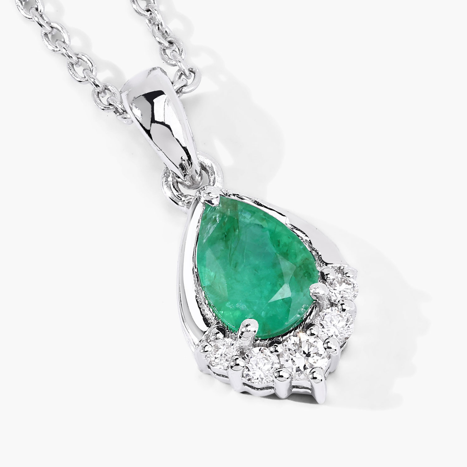 0.75 Carat Genuine Zambian Emerald and Lab Grown Diamond .925 Sterling Silver Pendant 0.75 C.T.W Sterling Silver - view 4
