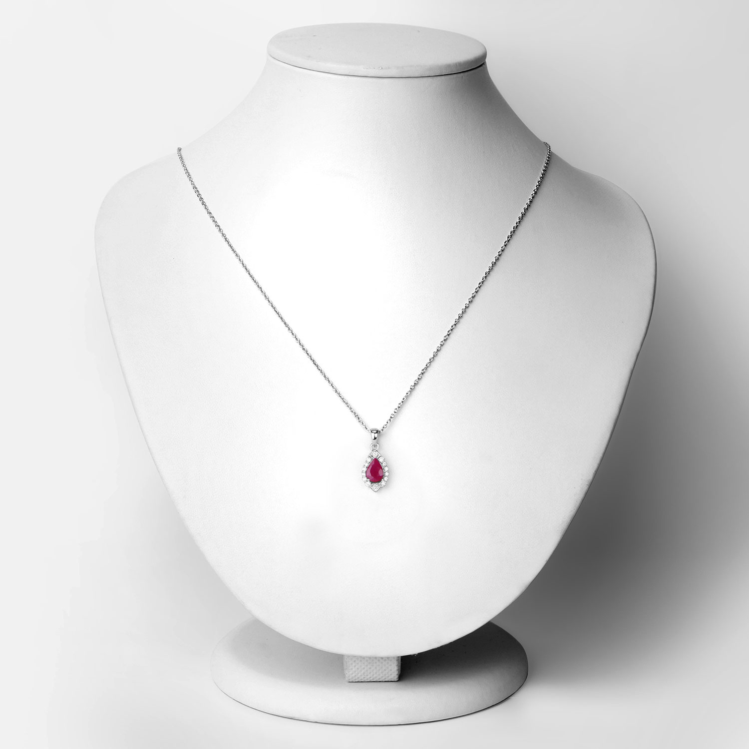 0.97 Carat Genuine Mozambique Ruby and Lab Grown Diamond .925 Sterling Silver Pendant 0.97 C.T.W Sterling Silver - view 7