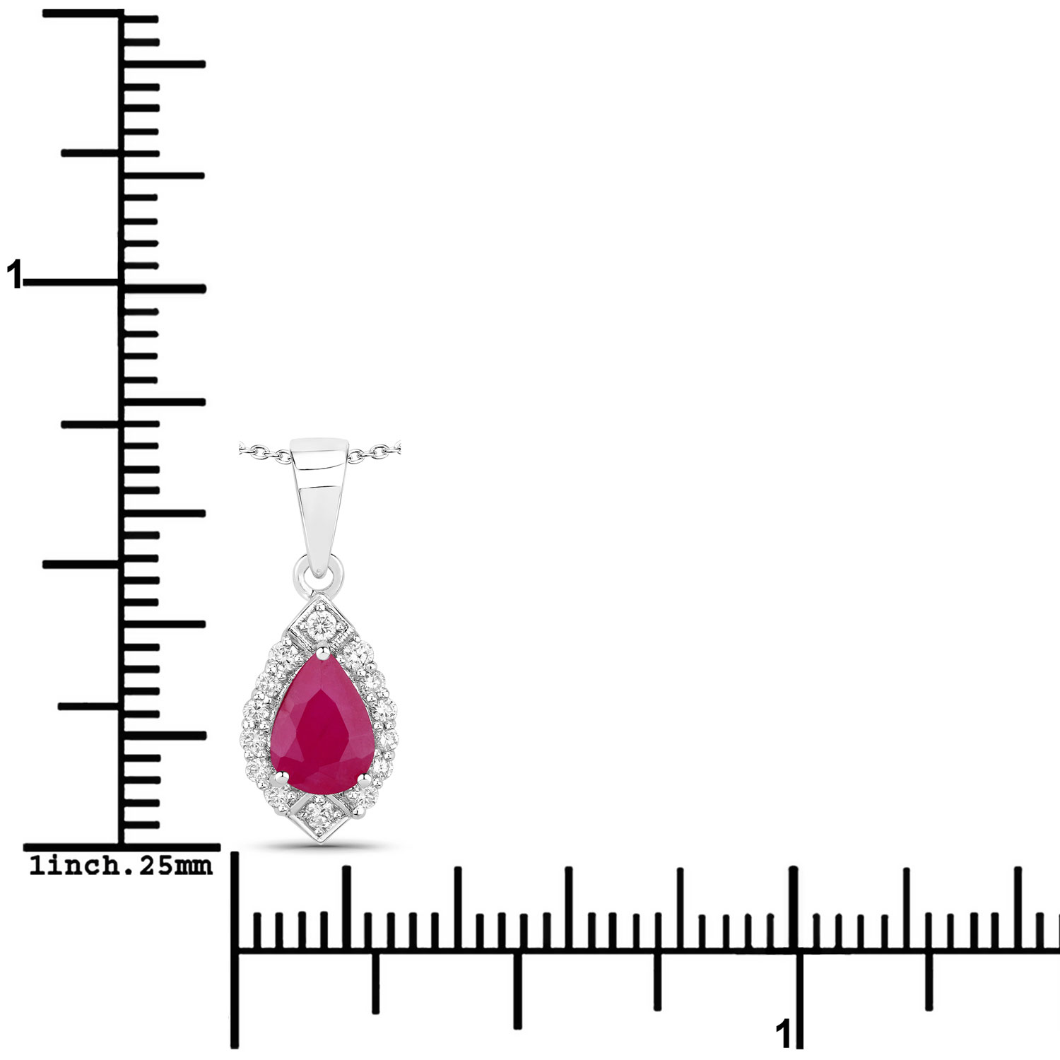 0.97 Carat Genuine Mozambique Ruby and Lab Grown Diamond .925 Sterling Silver Pendant 0.97 C.T.W Sterling Silver - view 6