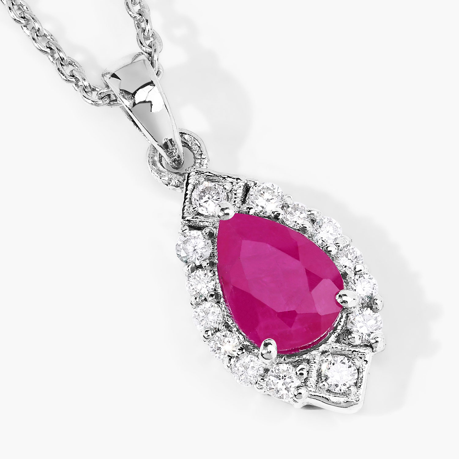 0.97 Carat Genuine Mozambique Ruby and Lab Grown Diamond .925 Sterling Silver Pendant 0.97 C.T.W Sterling Silver - view 4